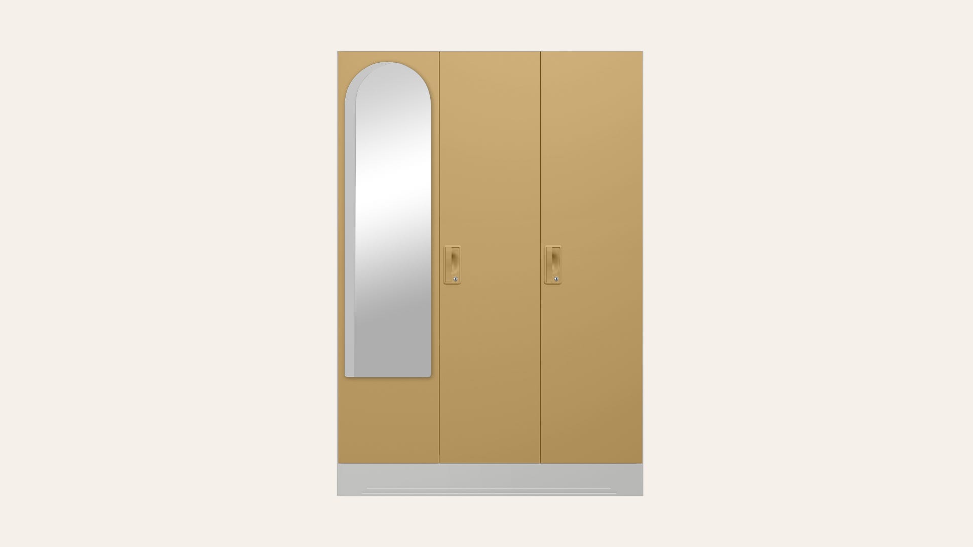 Slimline 3-Door Steel Almirah/Wardrobe with Halo Mirror (Iced Coffee)
