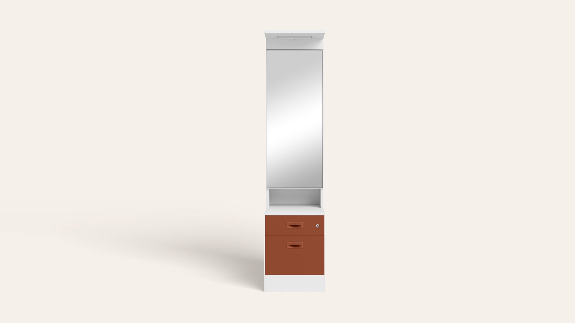 Slimline Steel Dressing Table with Lockable Drawers (Alpine White and Baked Clay)
