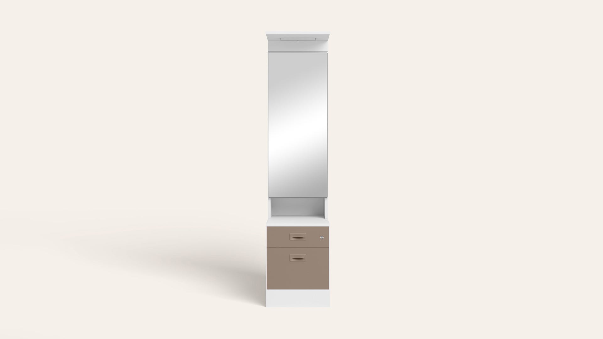 Slimline Steel Dressing Table with Lockable Drawers (Alpine White and Portabella)