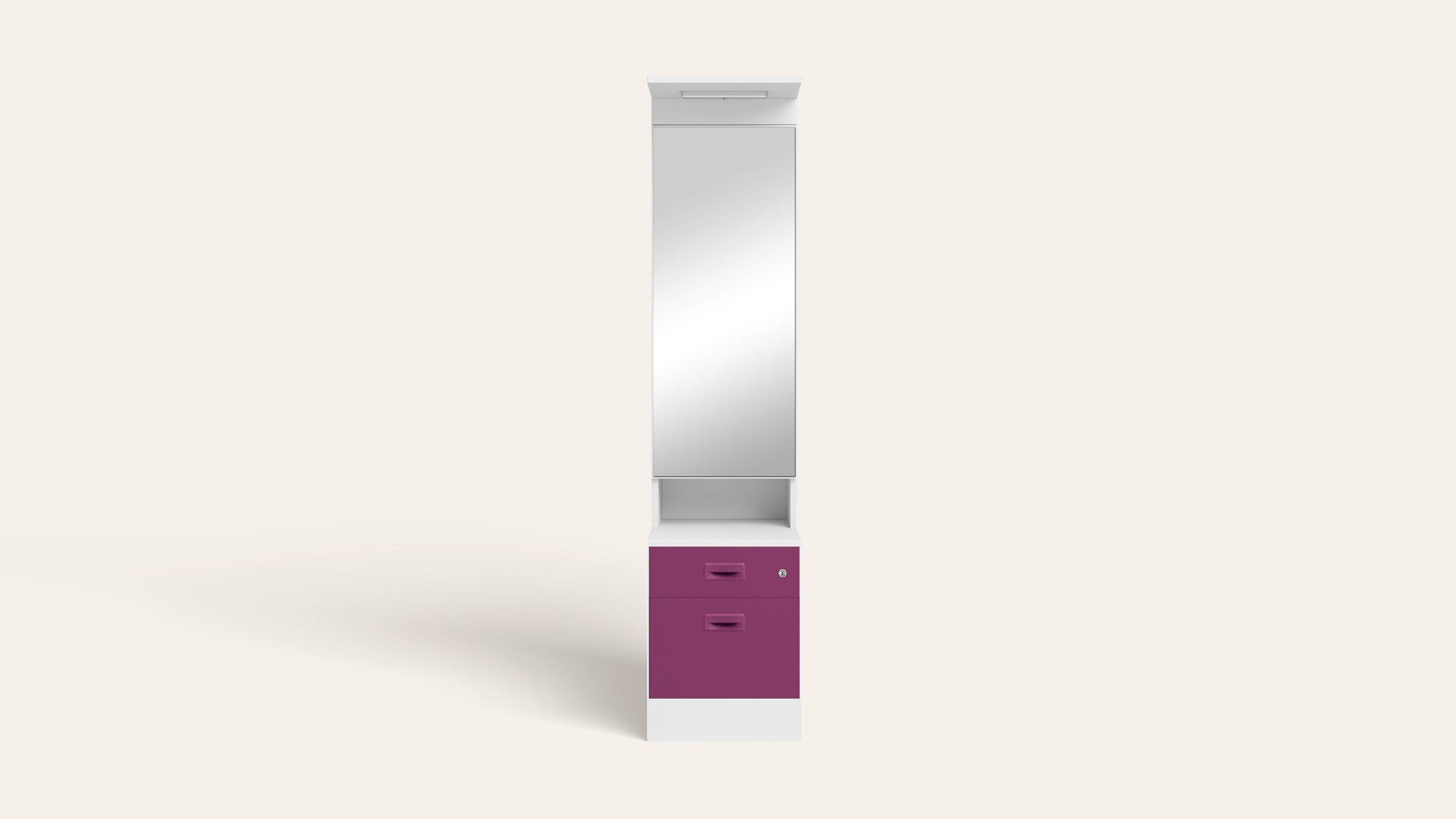 Slimline Steel Dressing Table with Lockable Drawers (Alpine White and Purple)