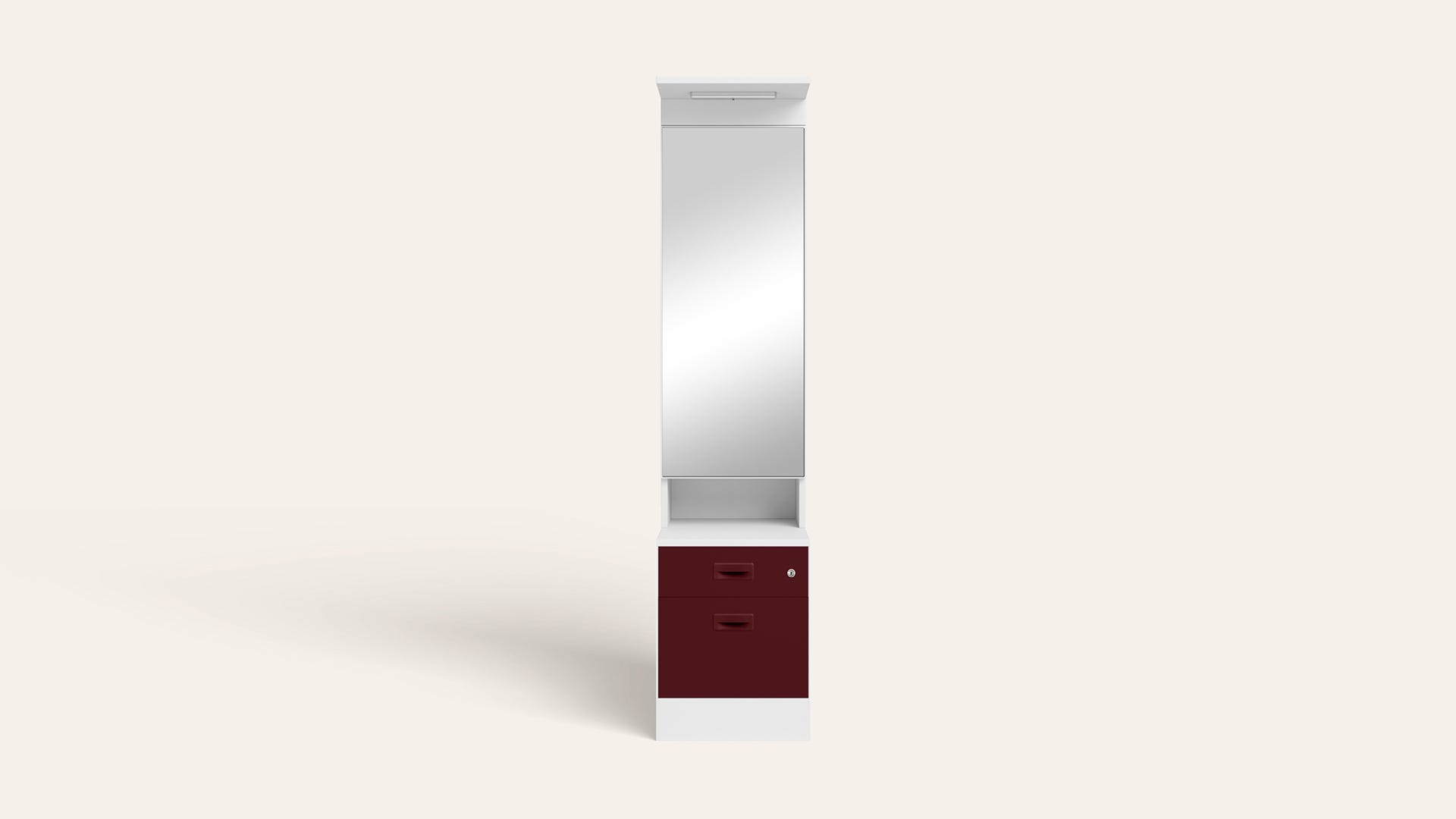 Slimline Steel Dressing Table with Lockable Drawers (Alpine White and Russet)