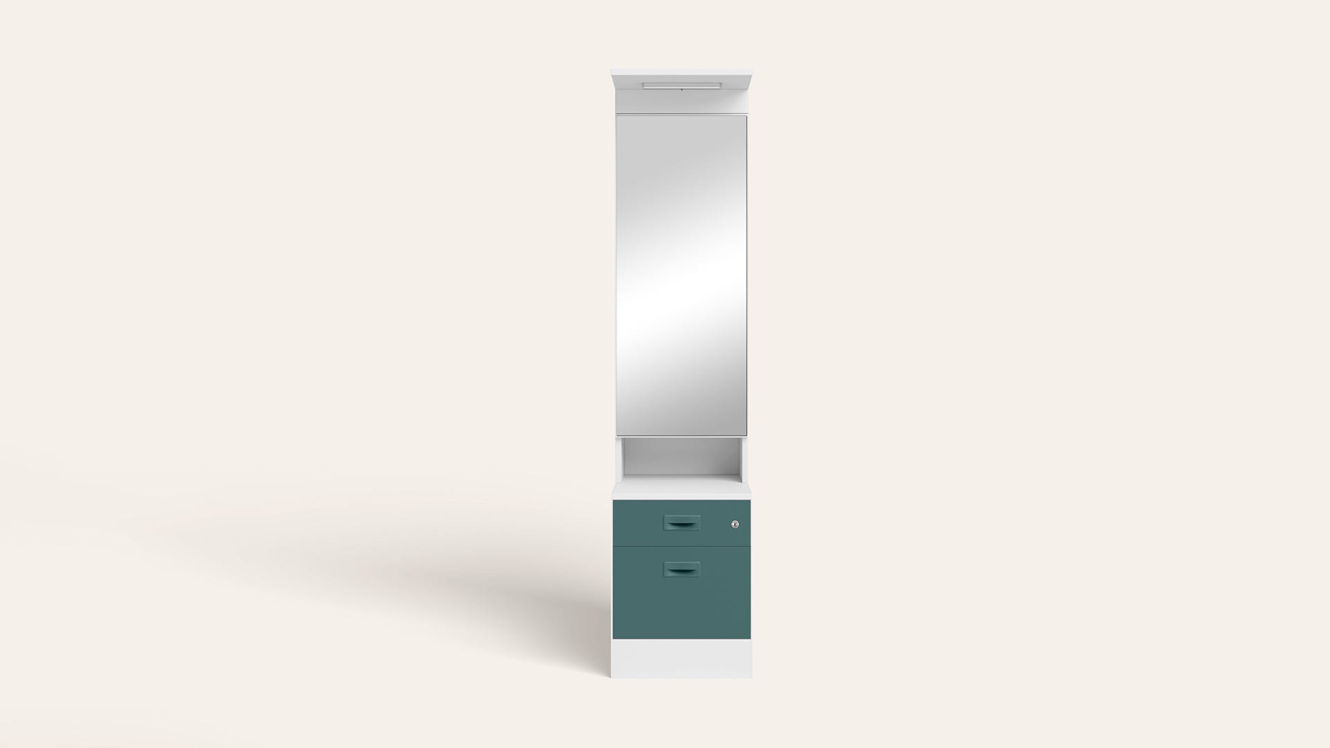 Slimline Steel Dressing Table with Lockable Drawers (Alpine White and Sea Pine)