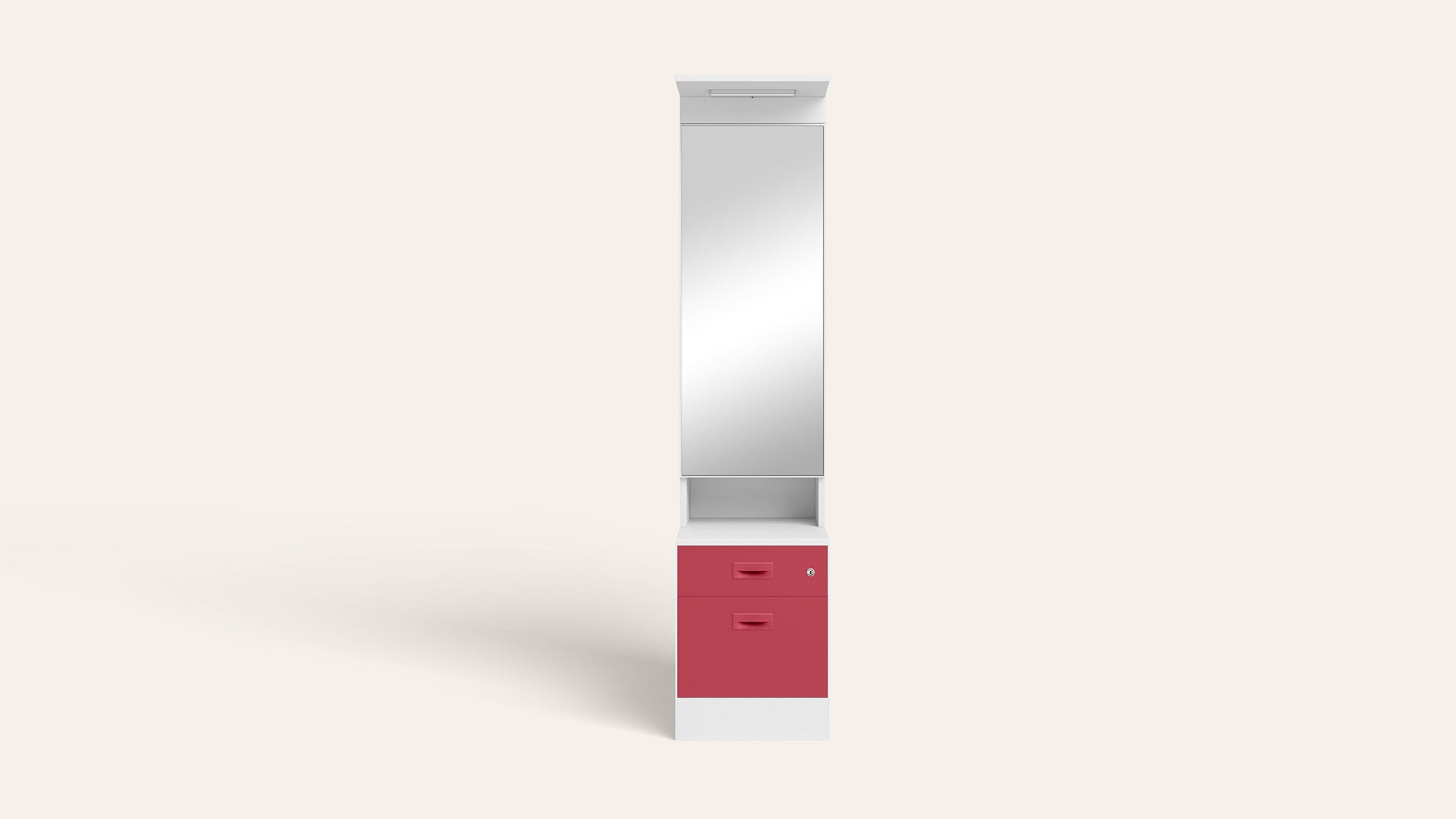 Slimline Steel Dressing Table with Lockable Drawers (Alpine White and Winter Berry)