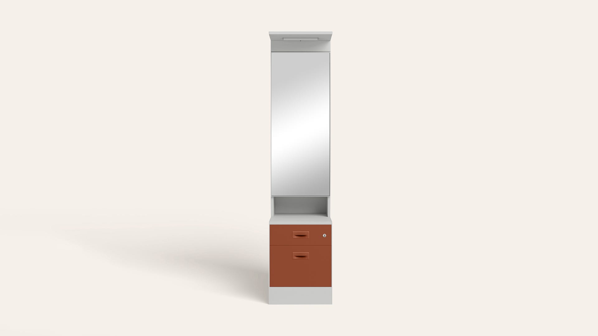 Slimline Steel Dressing Table with Lockable Drawers (Royal Ivory and Baked Clay)