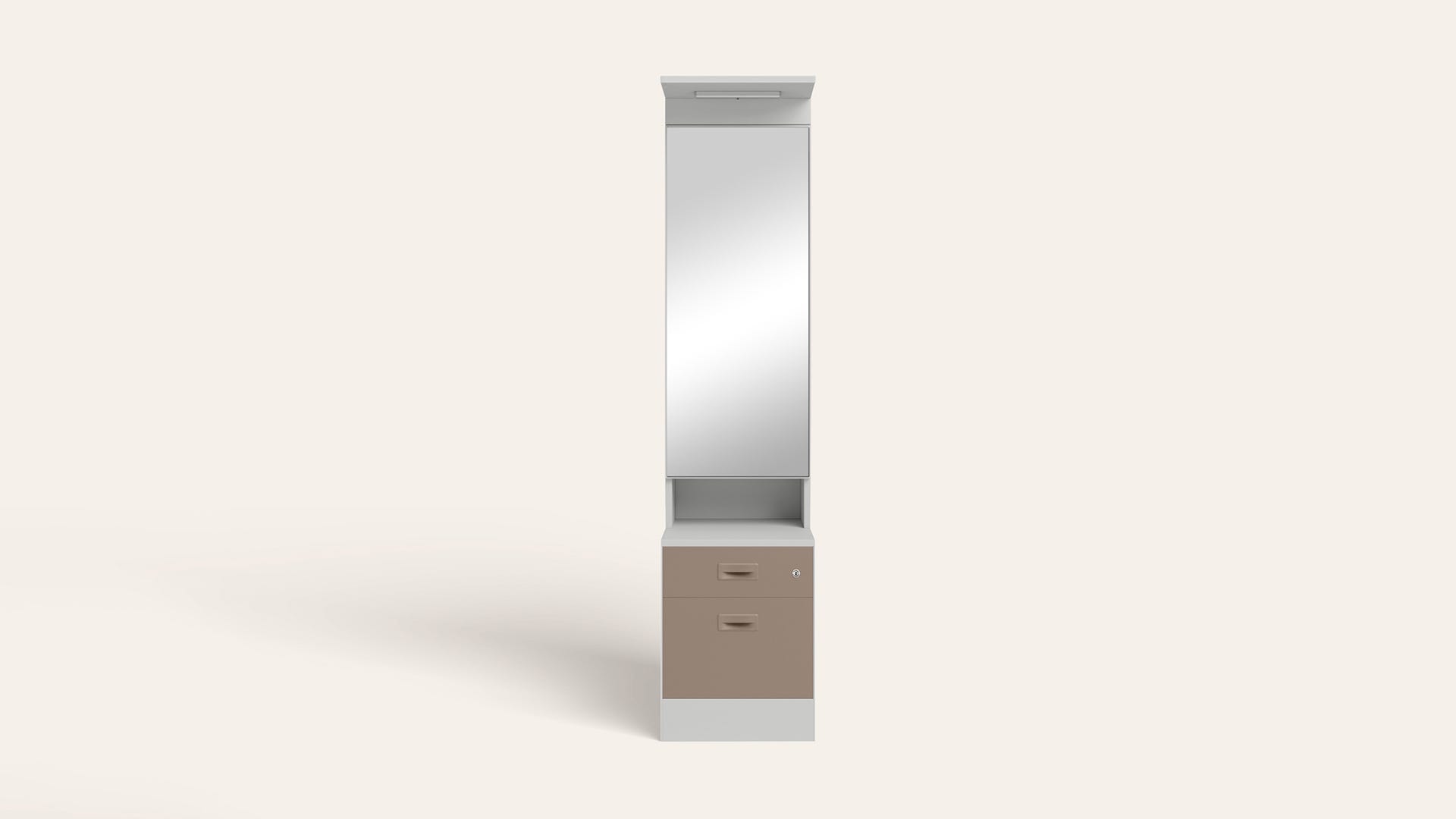 Slimline Steel Dressing Table with Lockable Drawers (Royal Ivory and Portabella)