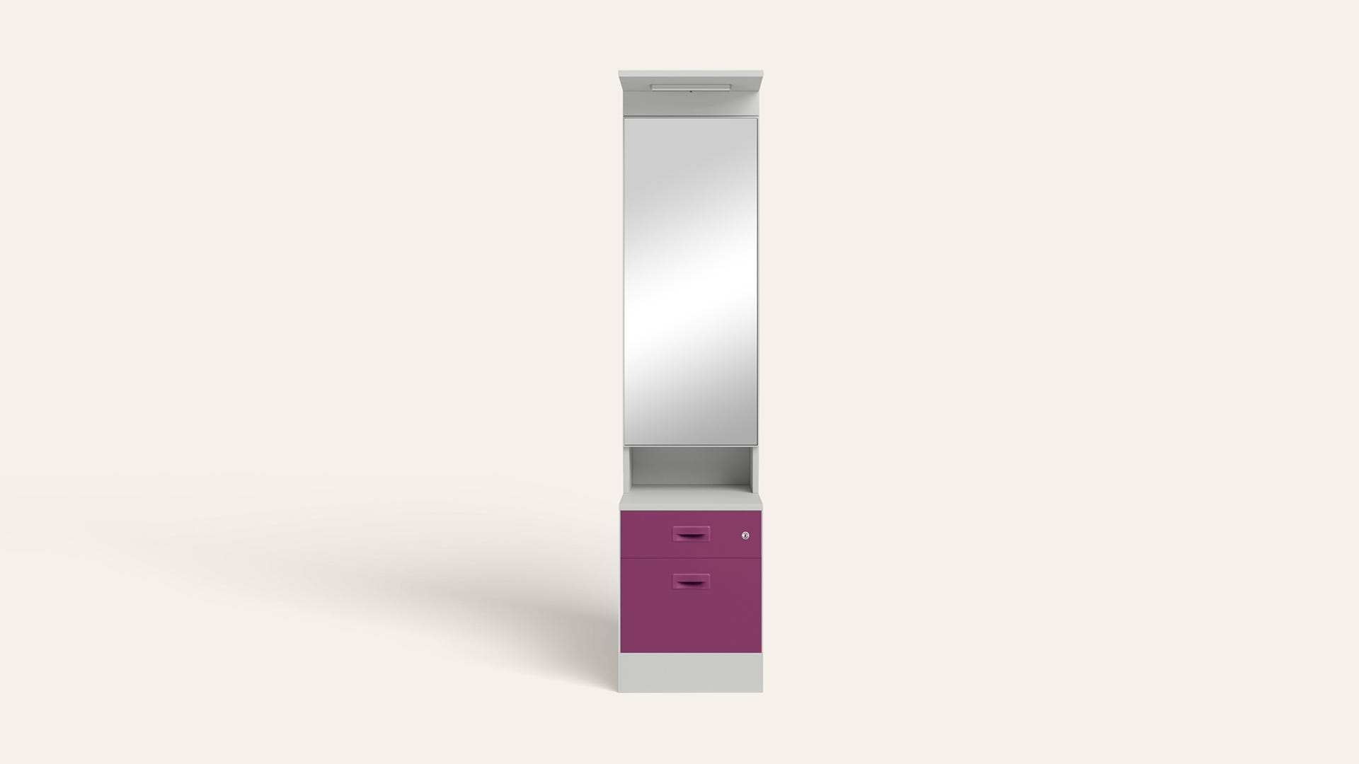 Slimline Steel Dressing Table with Lockable Drawers (Royal Ivory and Purple)