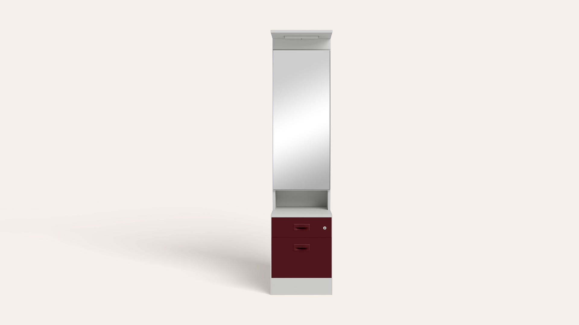 Slimline Steel Dressing Table with Lockable Drawers (Royal Ivory and Russet)