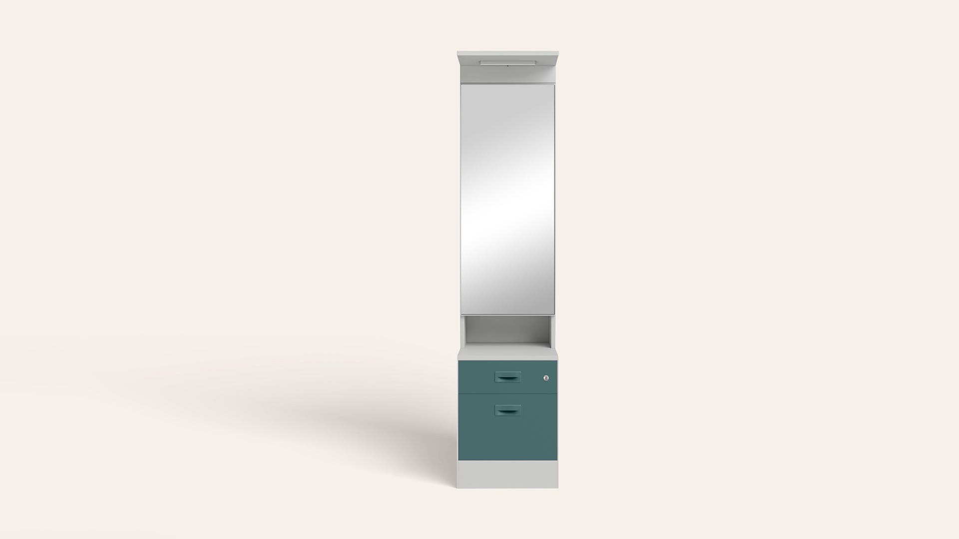 Slimline Steel Dressing Table with Lockable Drawers (Royal Ivory and Sea Pine)