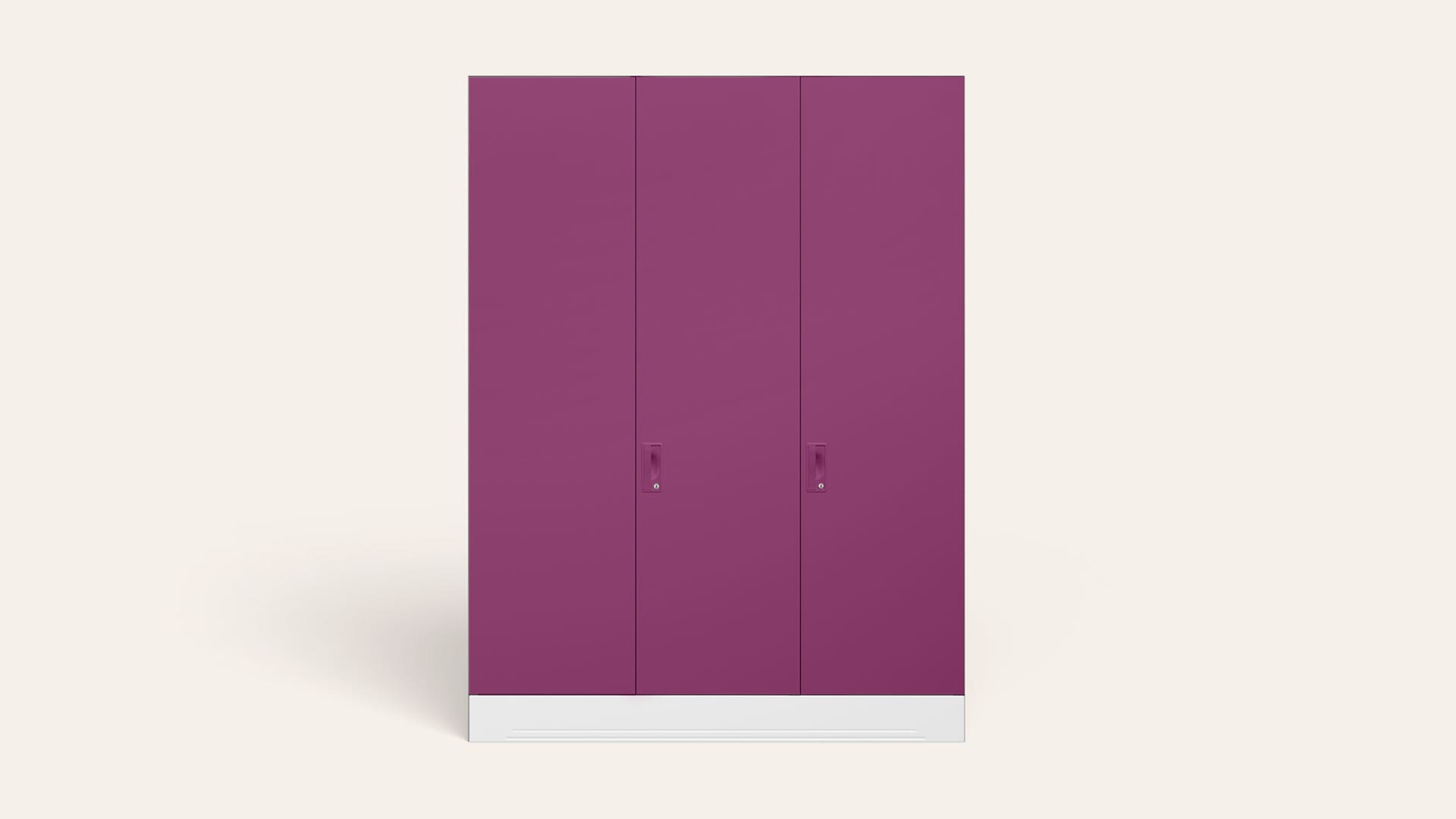 Slimline XL 3-Door Steel Almirah/Wardrobe (Alpine White and Purple)