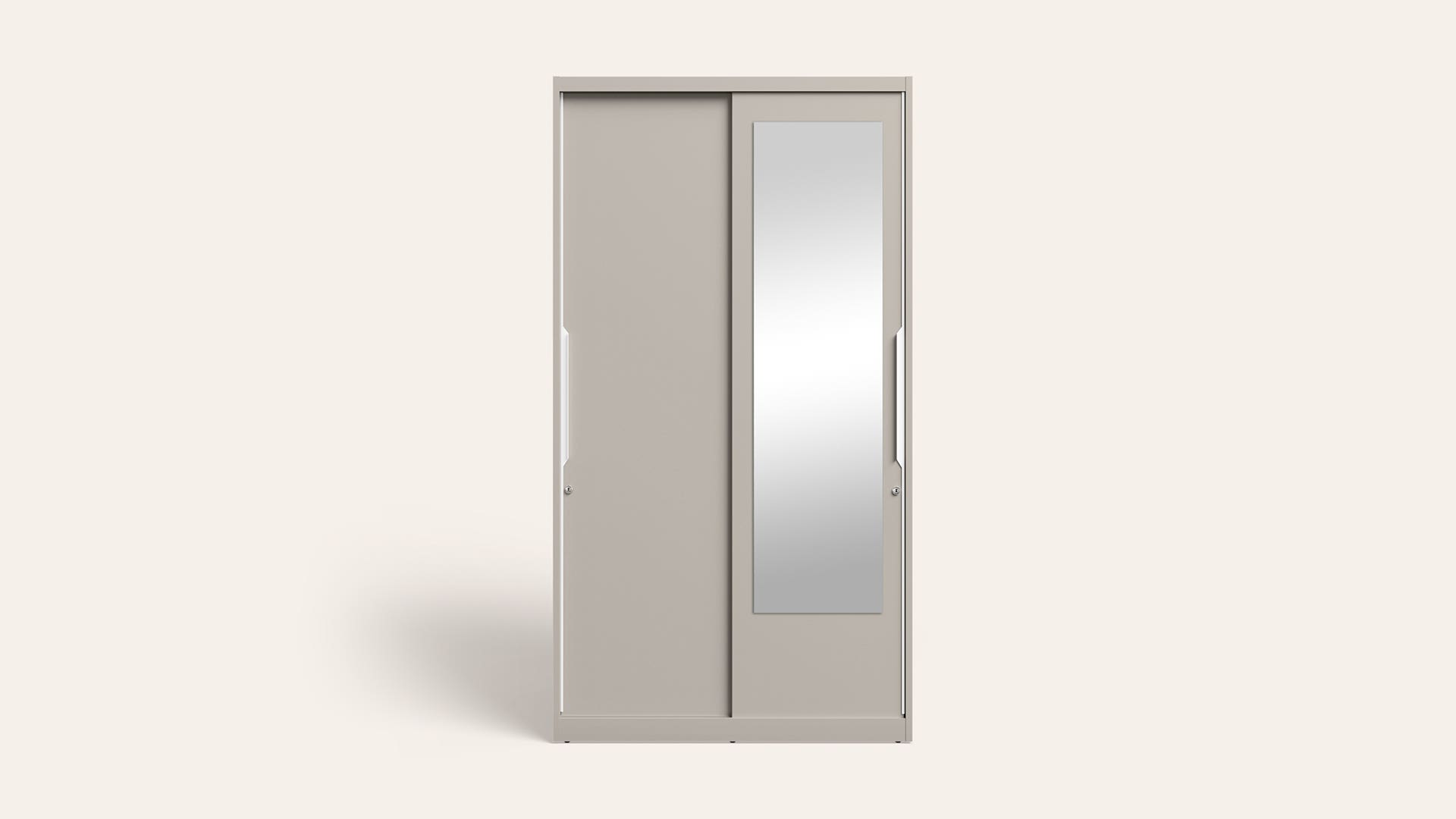 Slide N Store Compact 2-Door Steel Almirah/Wardrobewith Mirror (Textured Cashmere)
