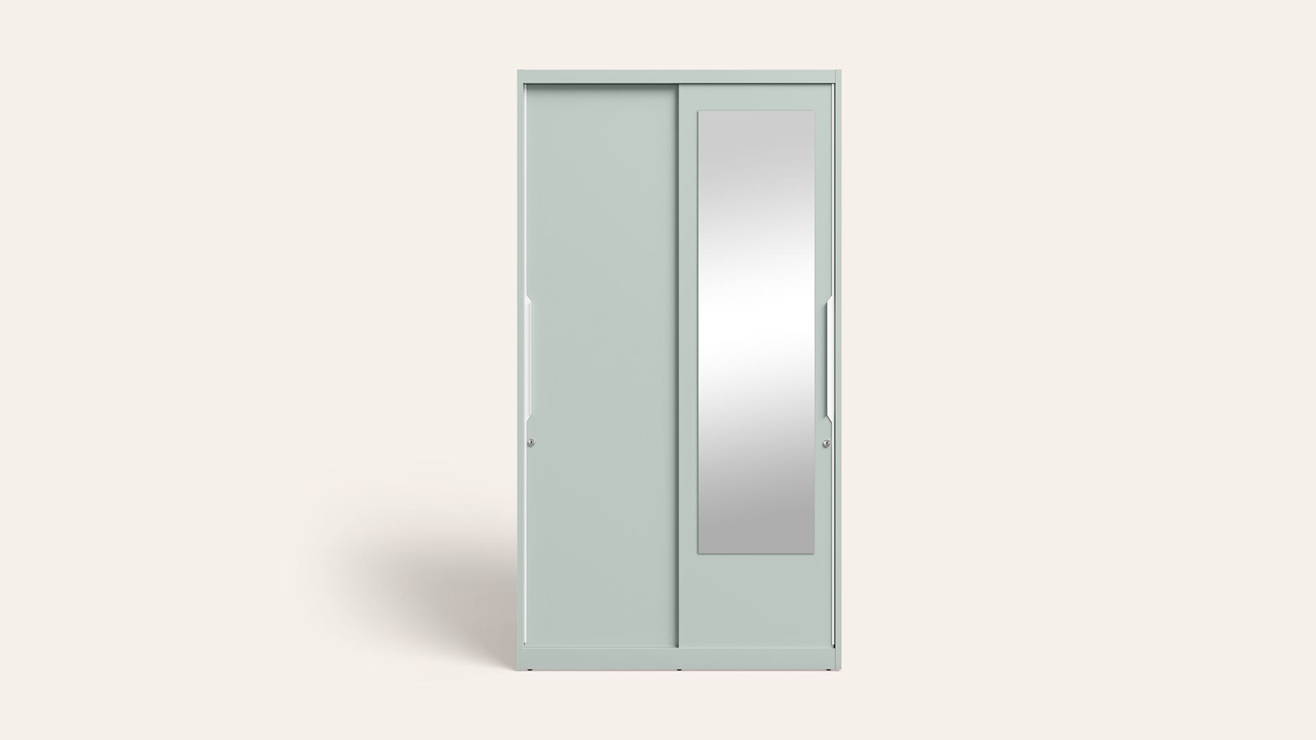 Slide N Store Compact 2-Door Steel Almirah/Wardrobewith Mirror (Matte Sky Gray)