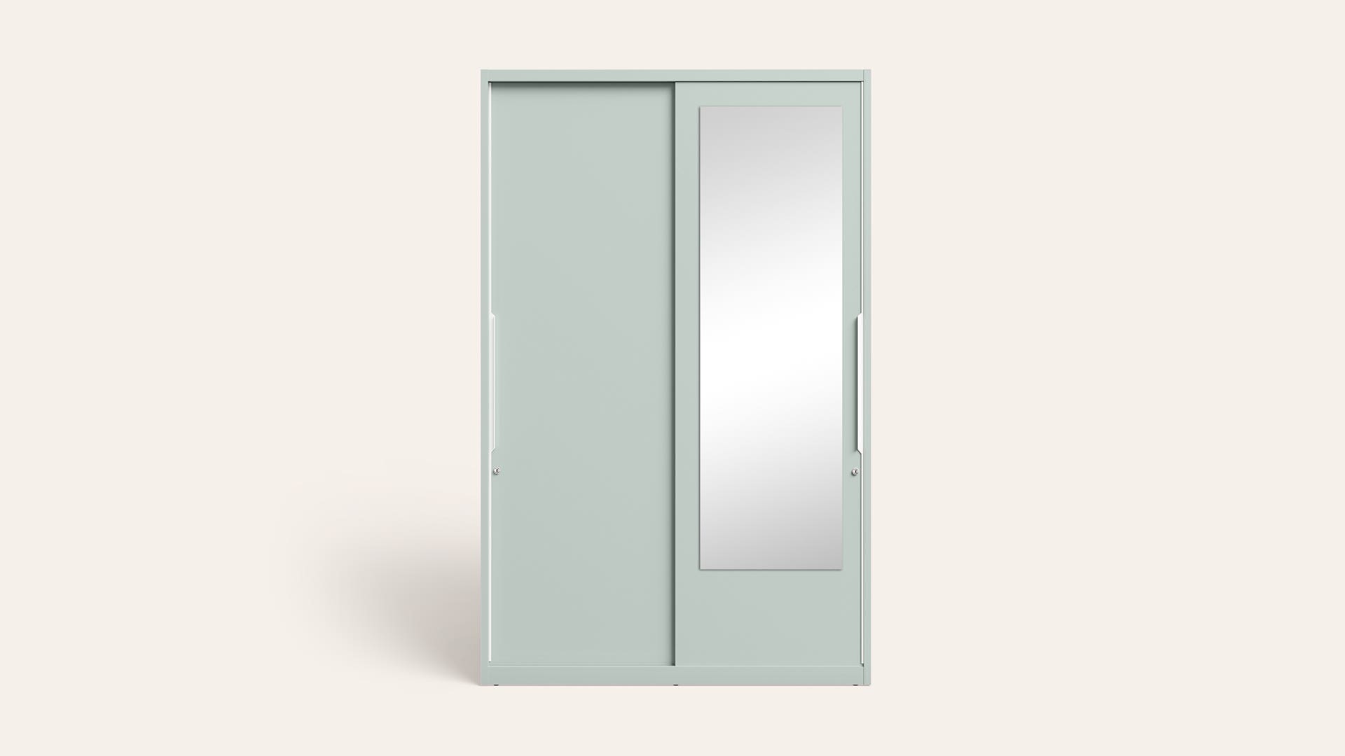 Slide N Store Pro Plus 2-Door Steel Almirah/Wardrobewith Mirror (Matte Sky Gray)