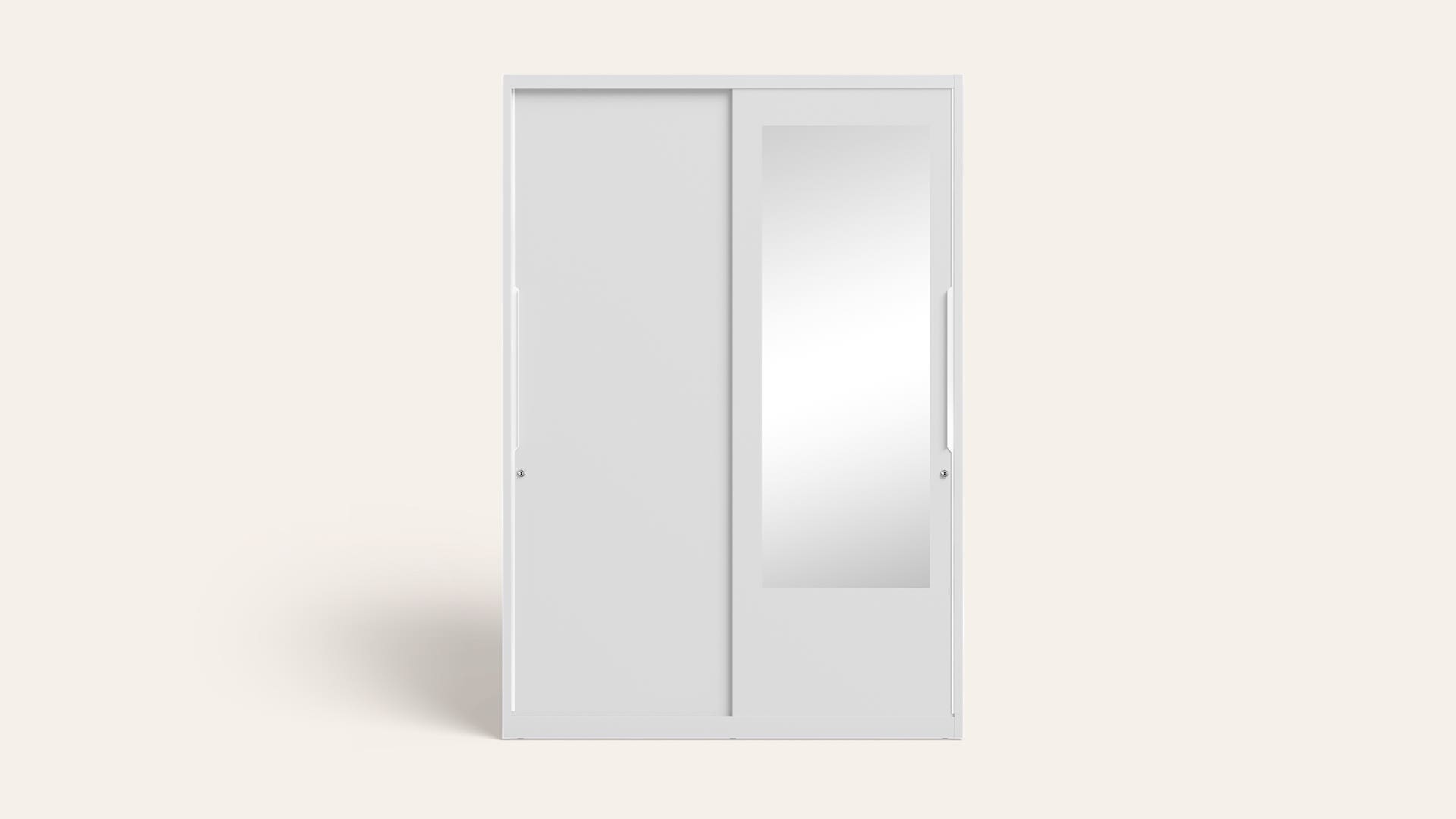 Slide N Store Pro 2-Door Steel Almirah/Wardrobewith Mirror (Bond White)