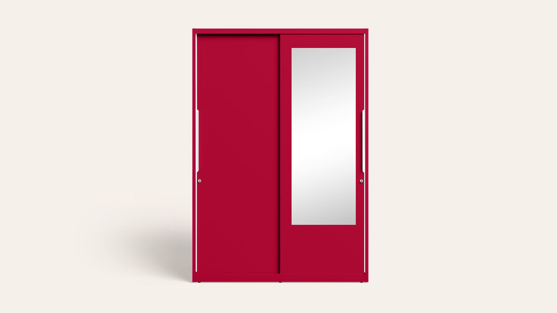 Slide N Store Pro 2-Door Steel Almirah/Wardrobewith Mirror (Blush Red)