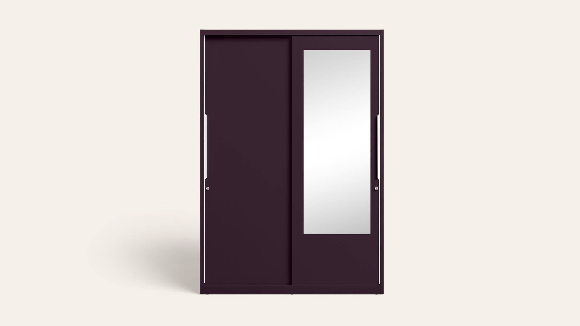 Slide N Store Pro 2-Door Steel Almirah/Wardrobewith Mirror (Textured ShellWine Red)