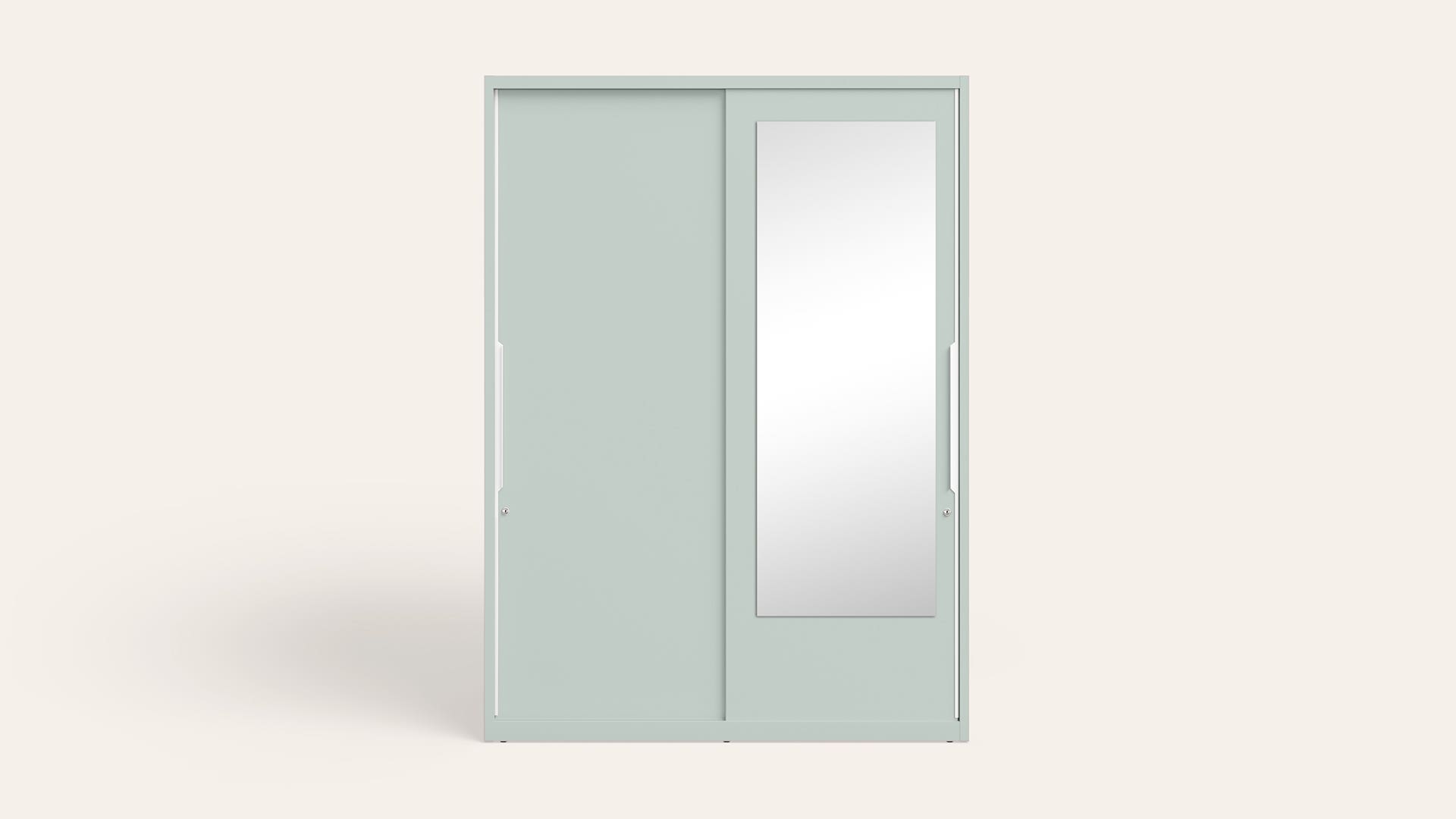 Slide N Store XL Plus 2-Door Steel Almirah/Wardrobewith Mirror (Matte Sky Gray)