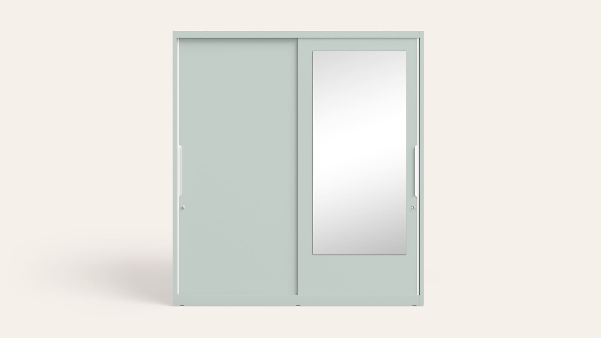 Slide N Store XL 2-Door Steel Almirah/Wardrobewith Mirror (Matte Sky Gray)