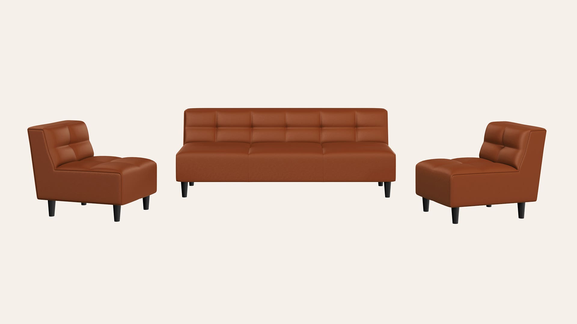 Suez 5-Seater Synthetic Leather Sofa Set (3 Seater + 1 Seater + 1 Seater)