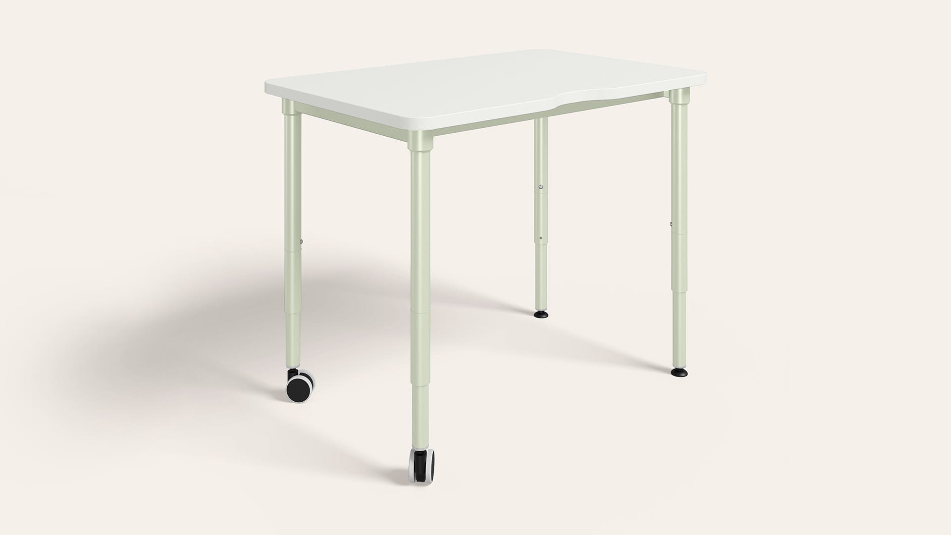 Swift Height Selectable Activity Table with Castors - 900 X 600 (Sugar White Top with Gargoyle Legs)