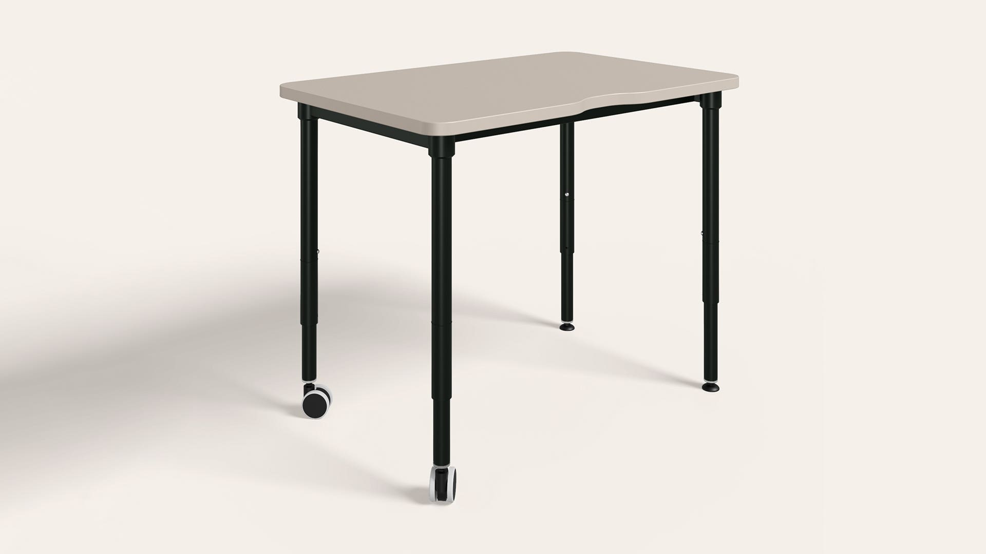 Swift Height Selectable Activity Table with Castors - 900 X 600 (Warm Grey Top with Black Ink Legs)