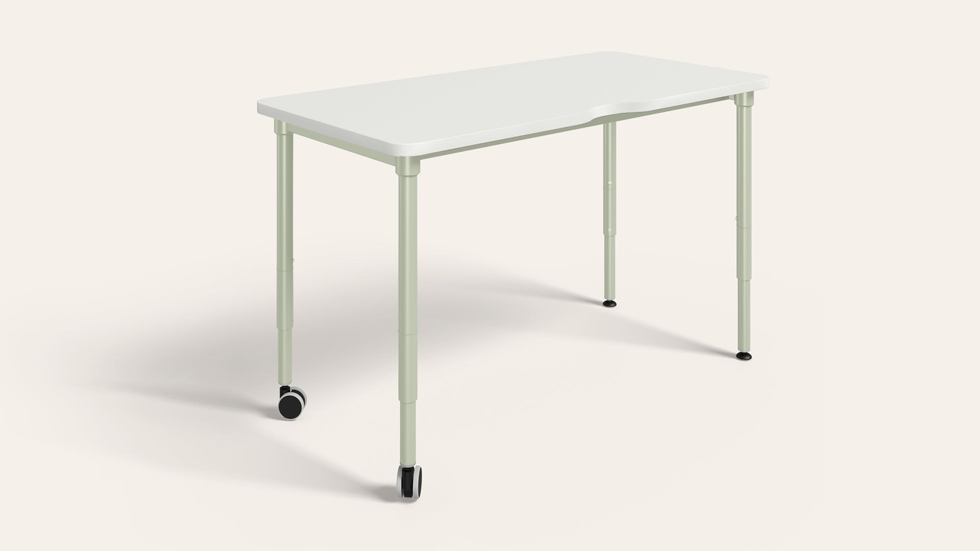 Swift Height Selectable Activity Table with Castors - 1200 X 600 (Sugar White Top with Gargoyle Legs)