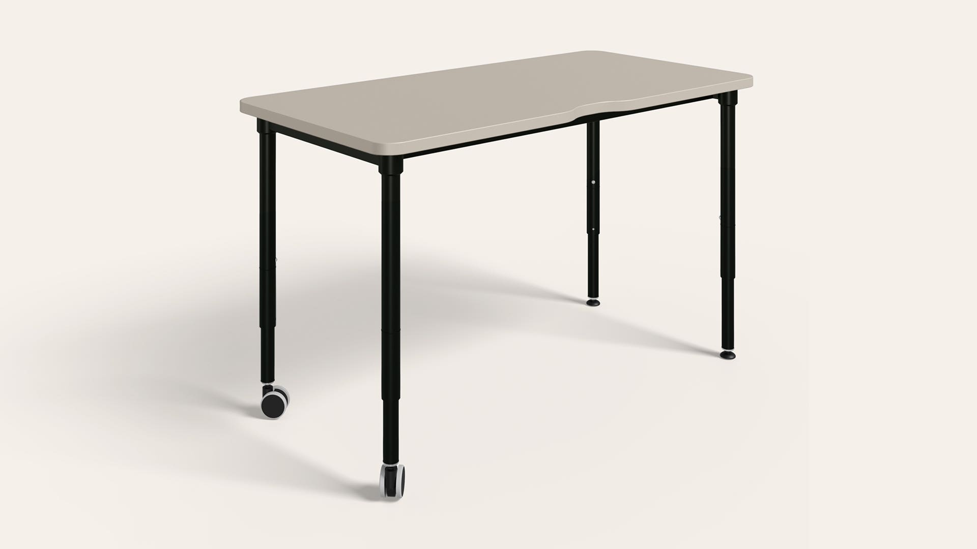 Swift Height Selectable Activity Table with Castors - 1200 X 600 (Warm Grey Top with Black Ink Legs)