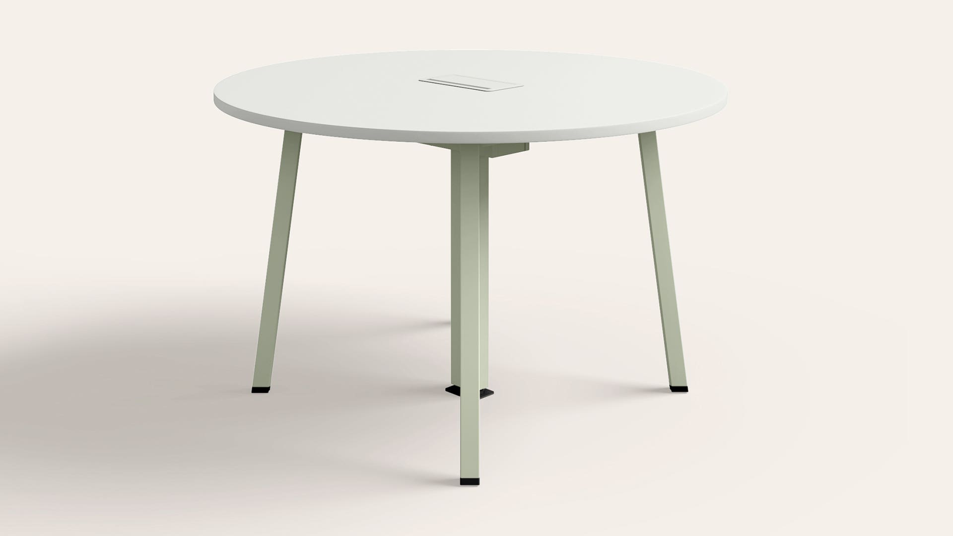 Sync Round Meeting Pod with Power Provision - 1200 Diameter (Sugar White Top, Gargoyle Legs)