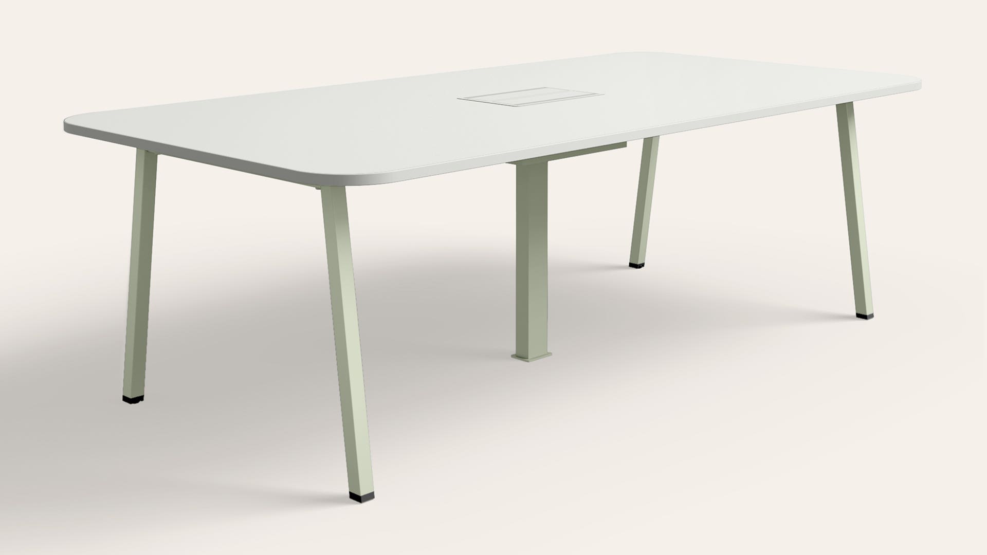 Sync 8‑Person Workspace Conference Table (Sugar White Top with Gargoyle Legs)