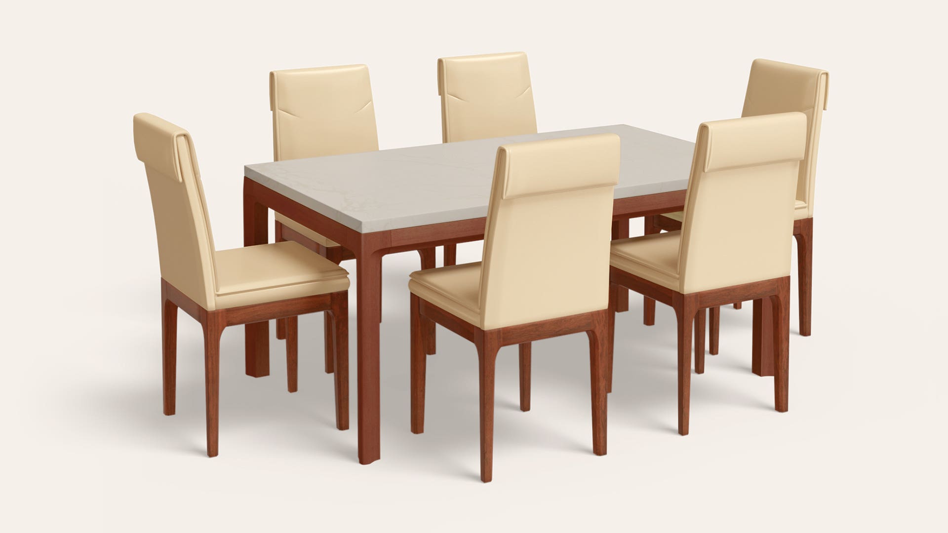 Terrene 6-Seater Synthetic Marble Rectangular Dining Set