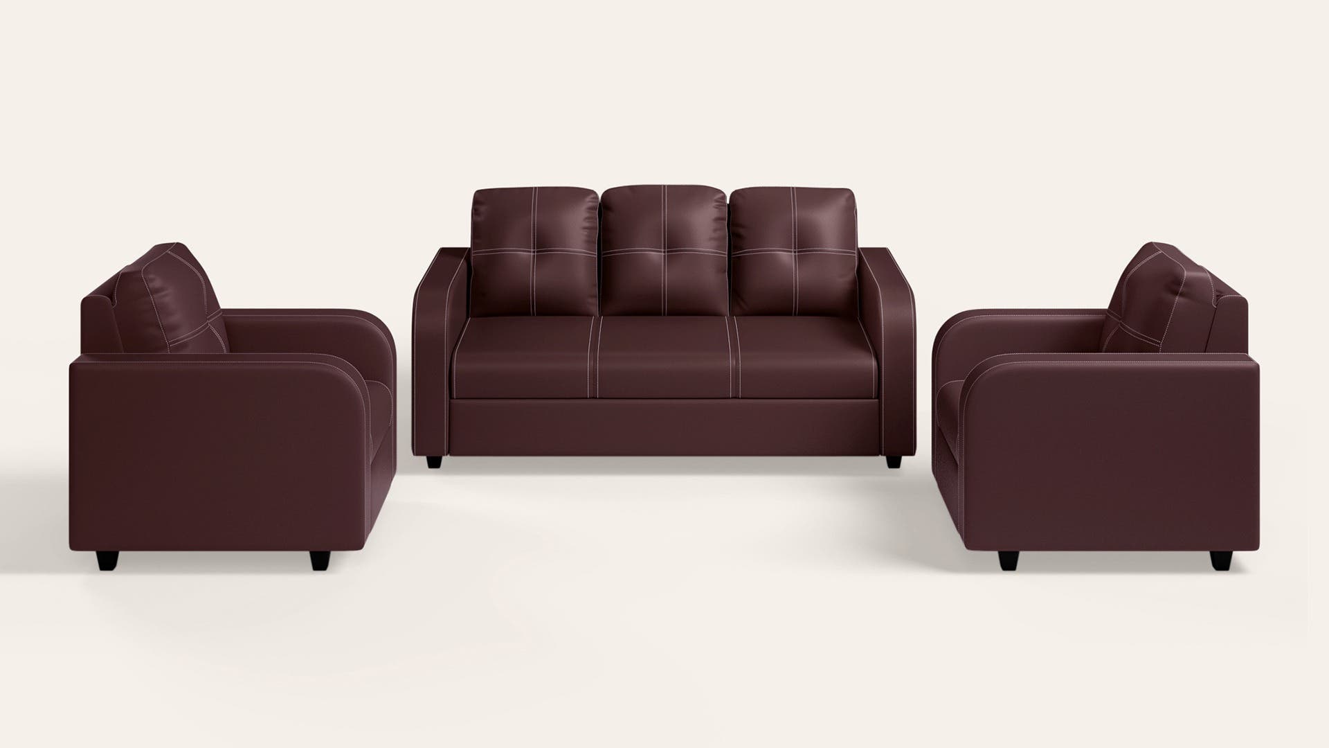 Tycoon 5-Seater Leatherette Sofa Set(3 Seater + 1 Seater + 1 Seater)