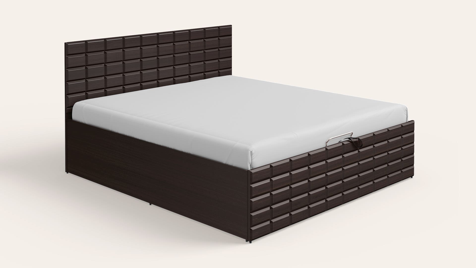 Chocolate King Size Wooden Bed With Hydraulic Storage