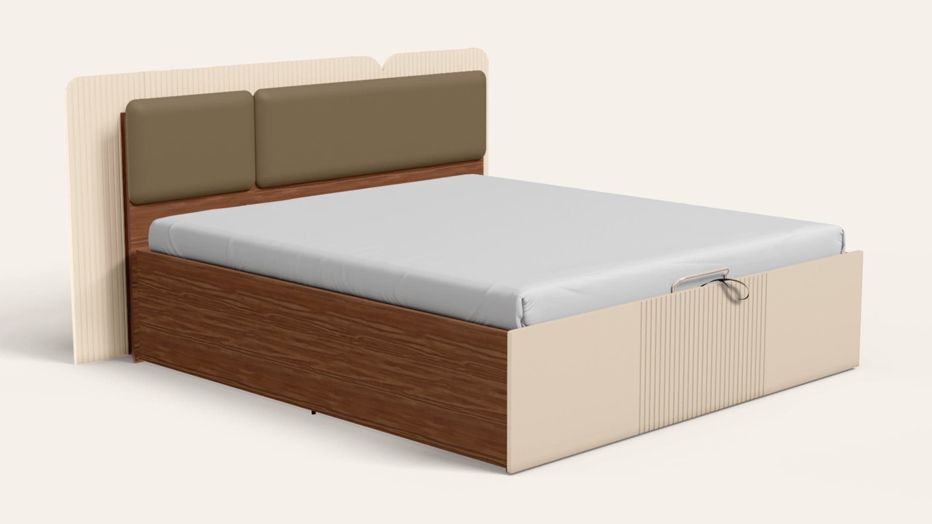 Elemy King Size Wooden Bed with Upholstered LED Headboard and Eco-Lift Up Hydraulic Storage