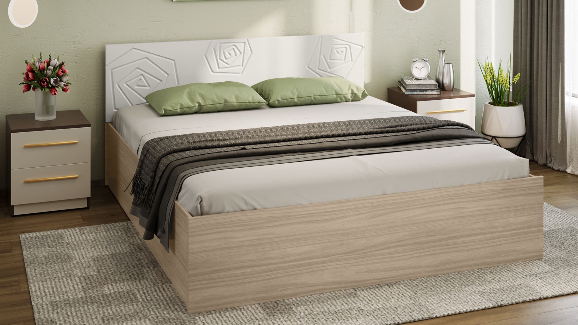 Upmods Flowr Engineered Wood Bed
