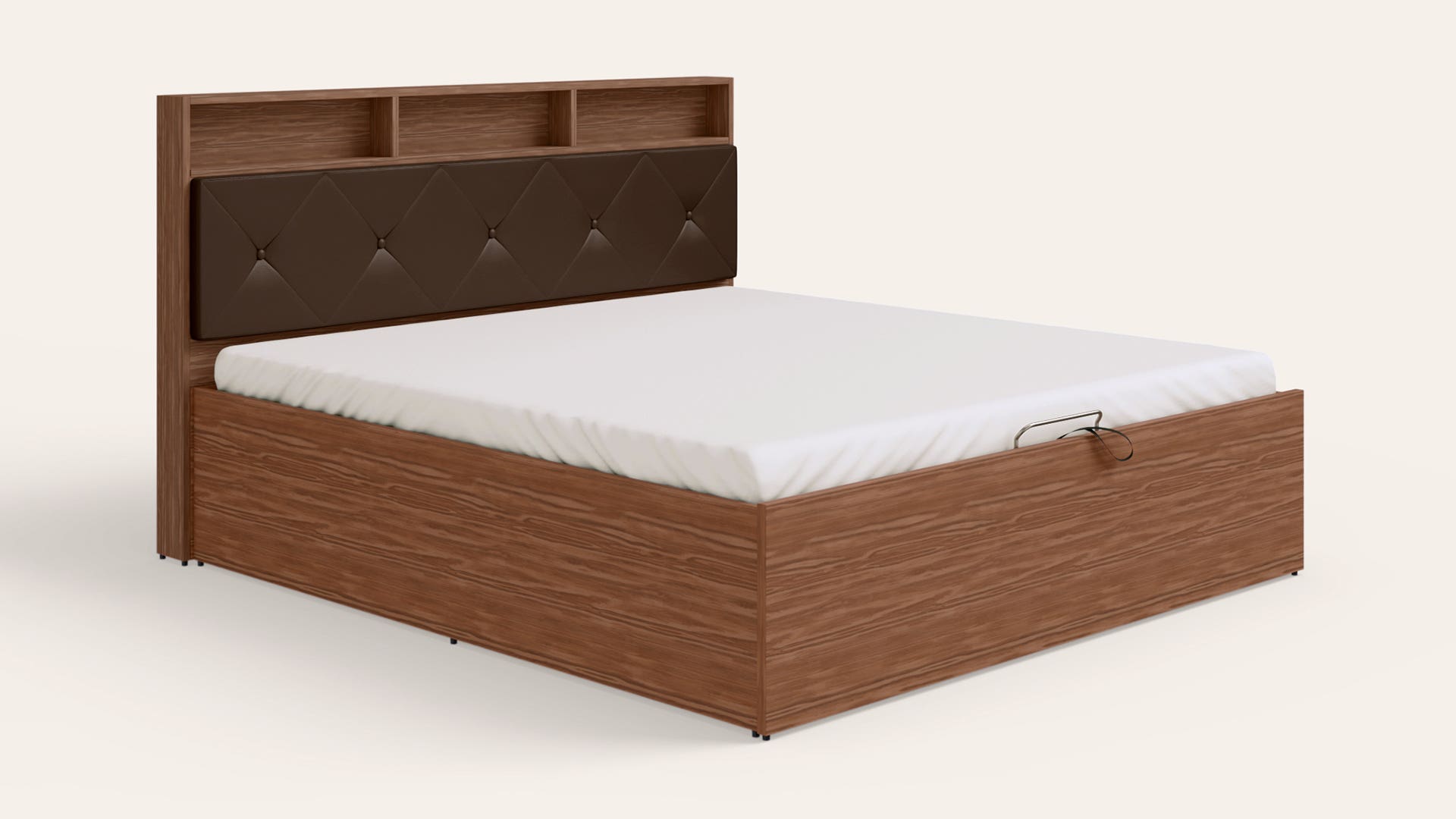 Lattice King Size Wooden Bed with Eco-Lift Up Hydraulic Storage