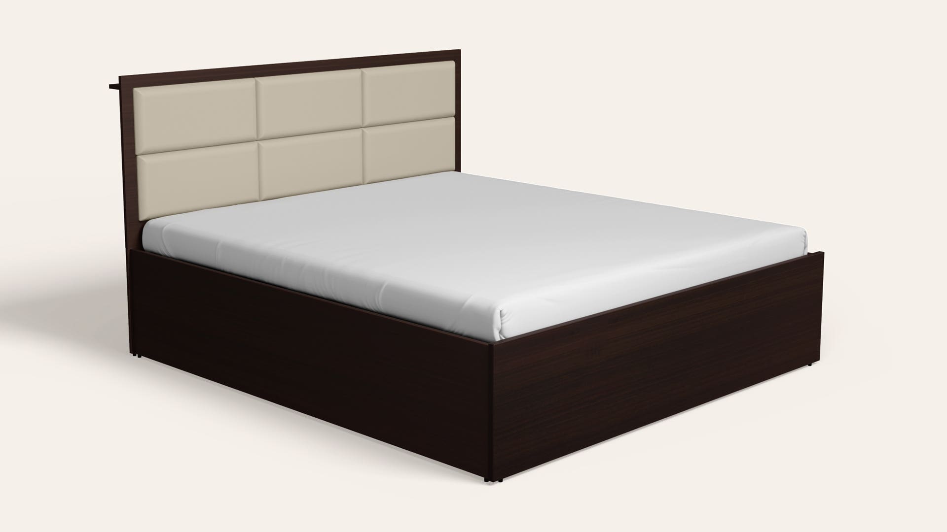 Lind King Size Bed with Upholstered Headboard and Box Storage