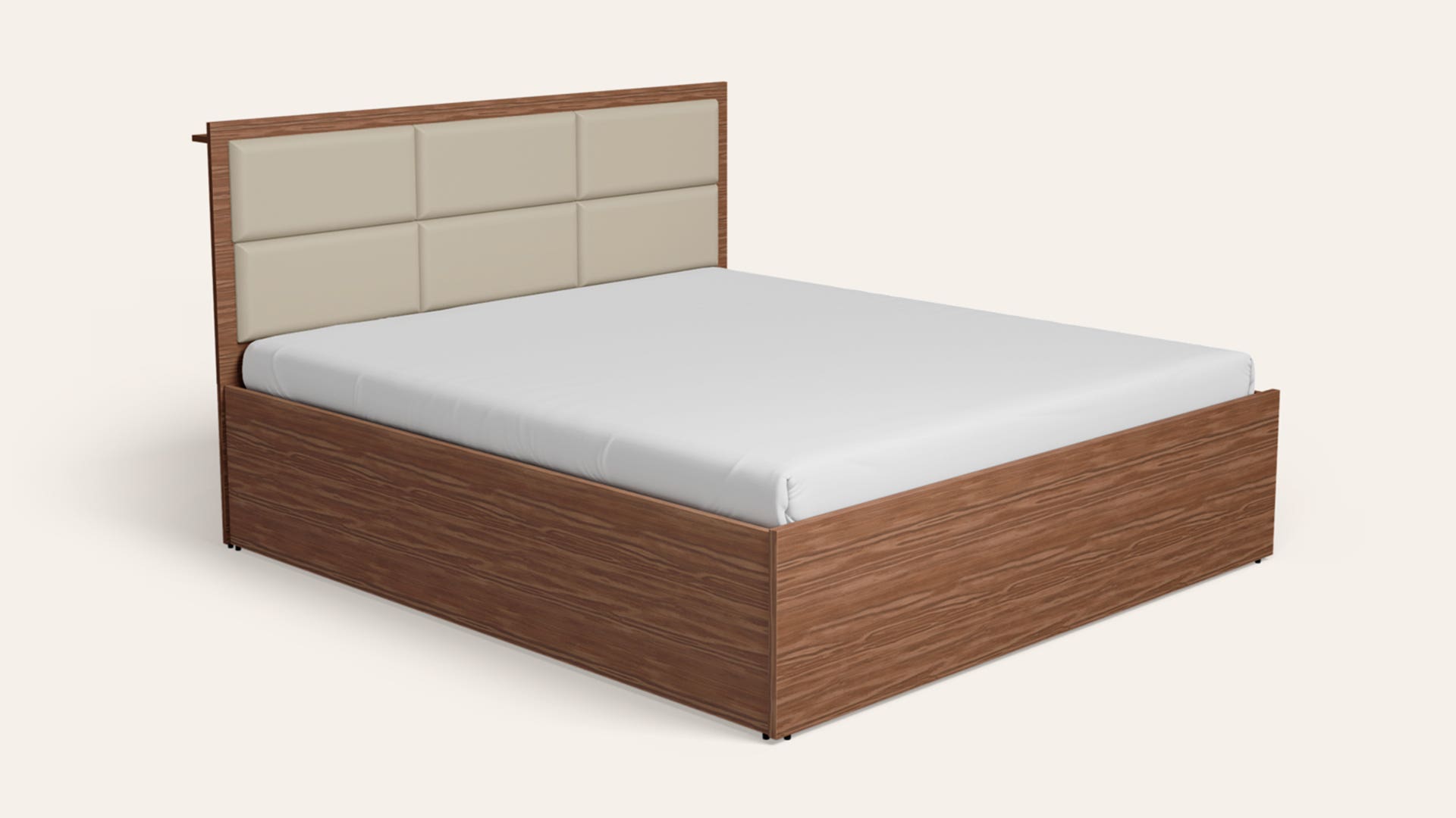 Lind Queen Size Bed with Upholstered Headboard and Box Storage