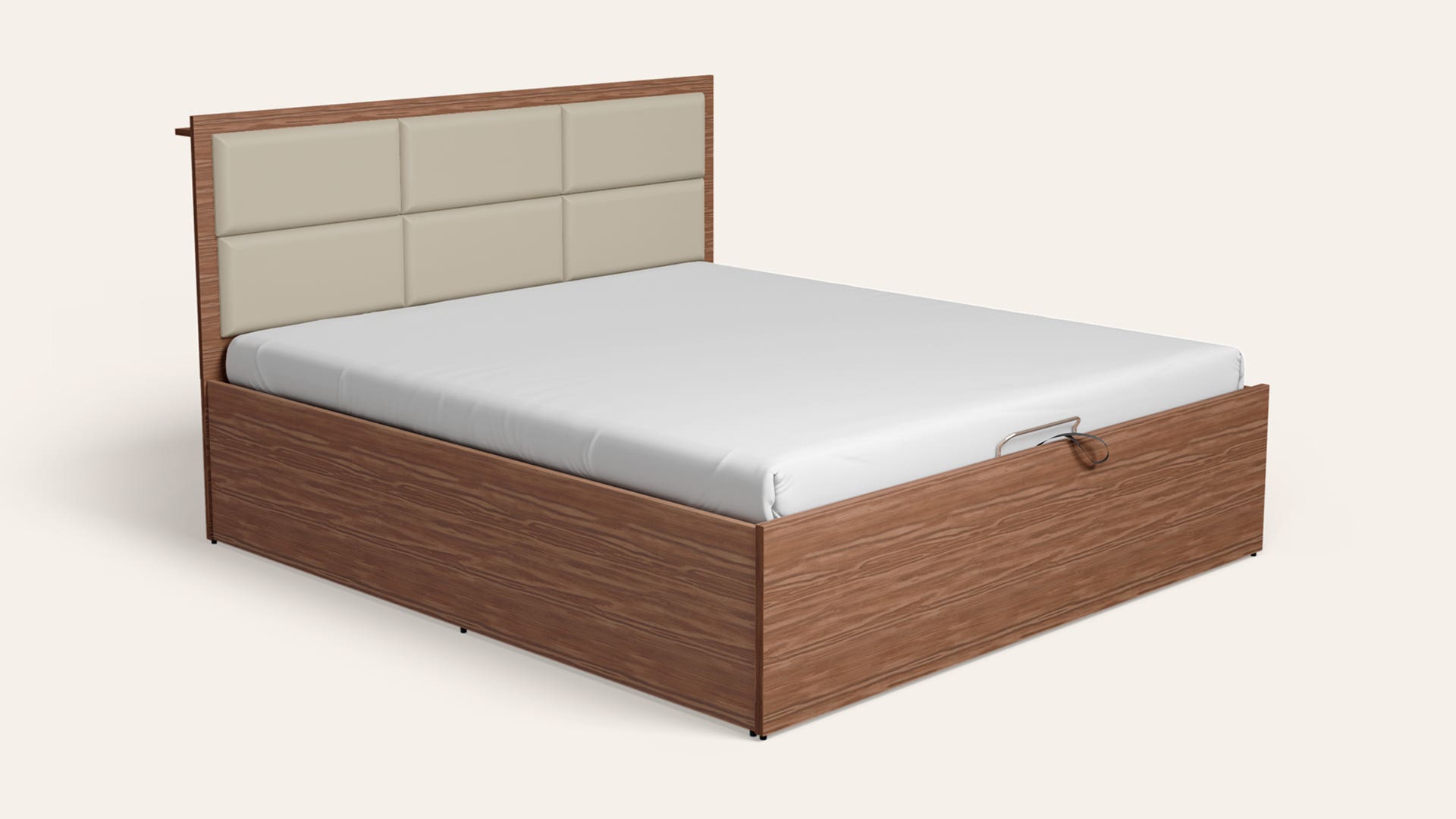 Lind Queen Size Bed with Upholstered Headboard and Hydraulic Storage