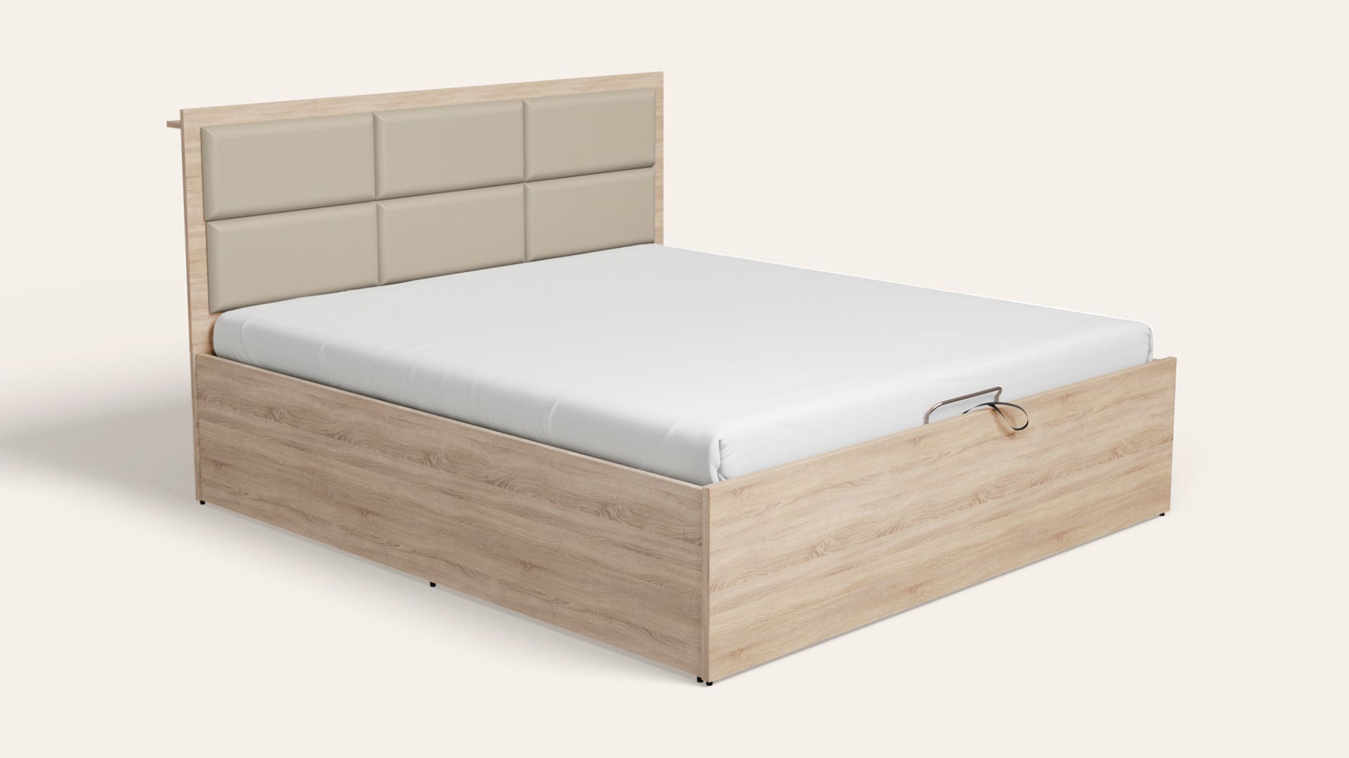 Lind Queen Size Wooden Bed with Eco-Lift Up Hydraulic Storage