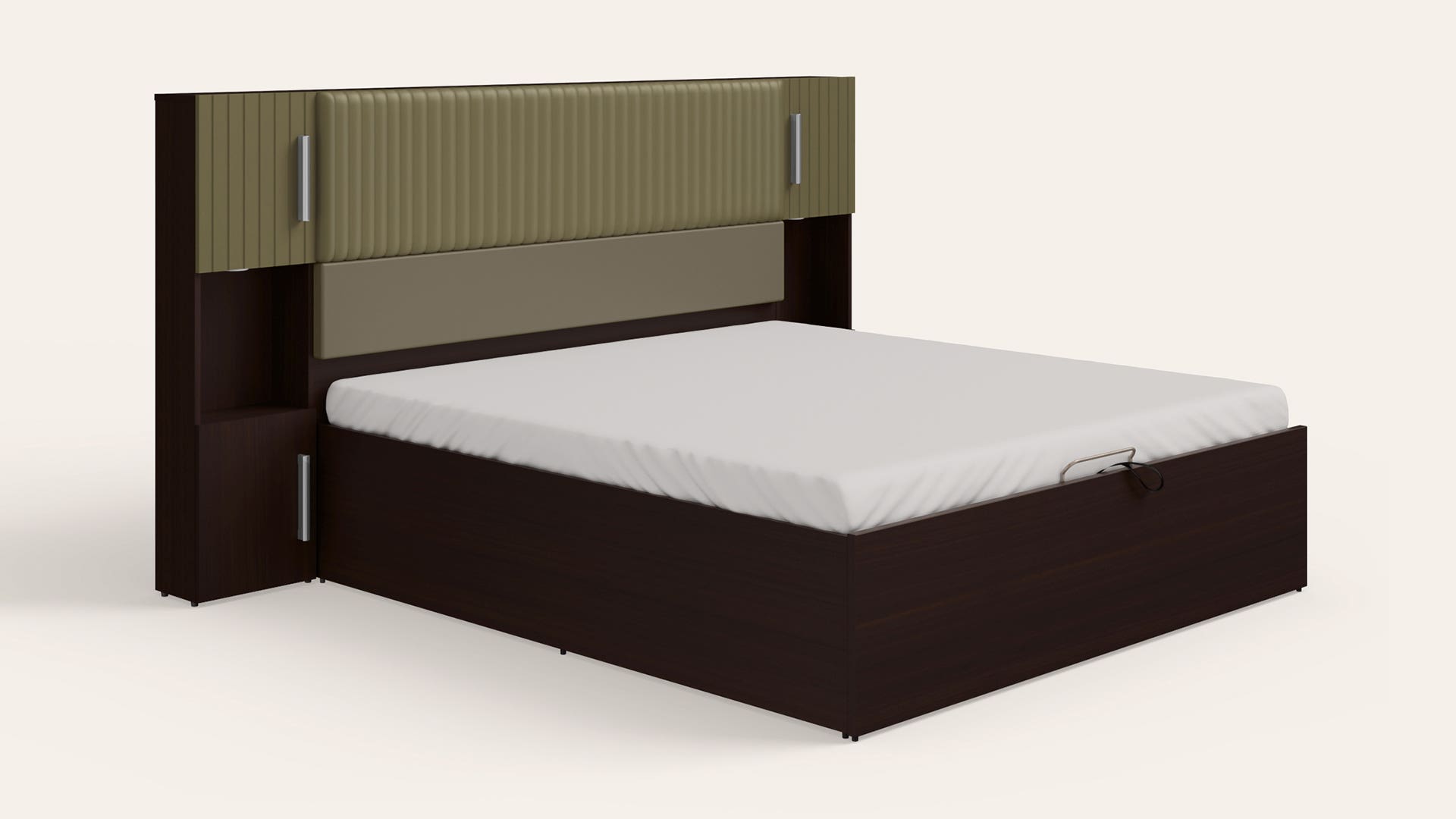 Marcel Queen Size Bed with Upholstered Headboard and Hydraulic Storage
