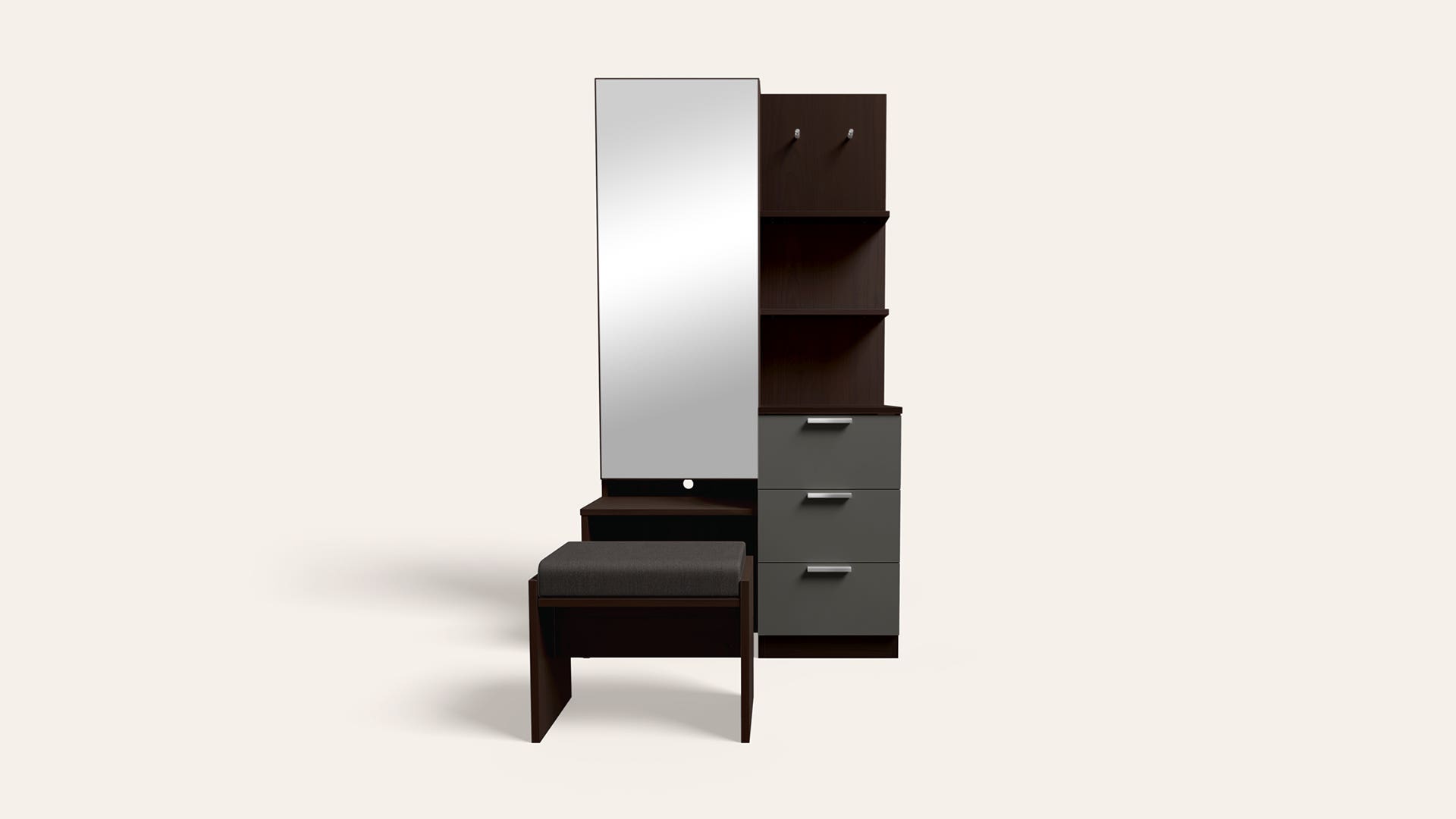 Upmods Prelaminated Particle Board Dresser with Stool