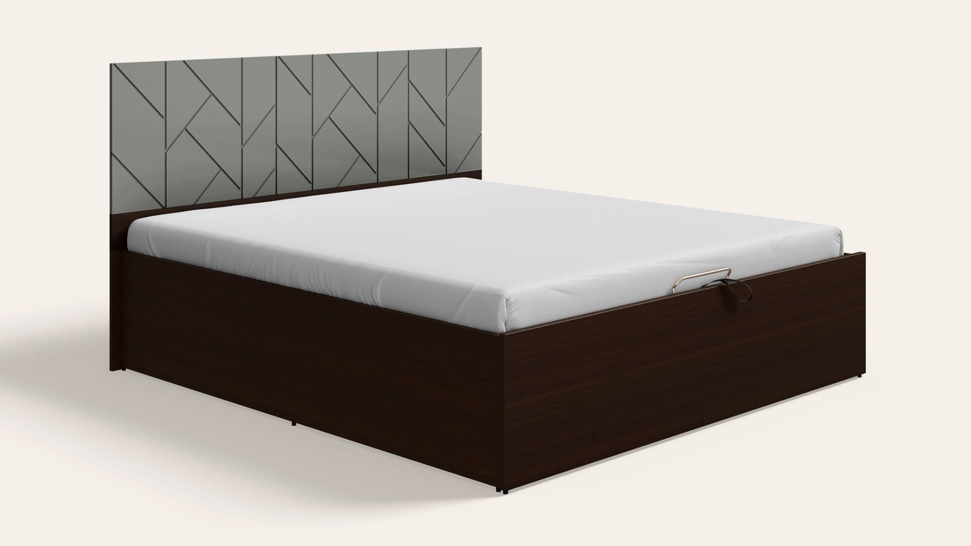 Perch Dreamy Grey Queen Size Wooden Bed with Eco-Lift Up Hydraulic Storage