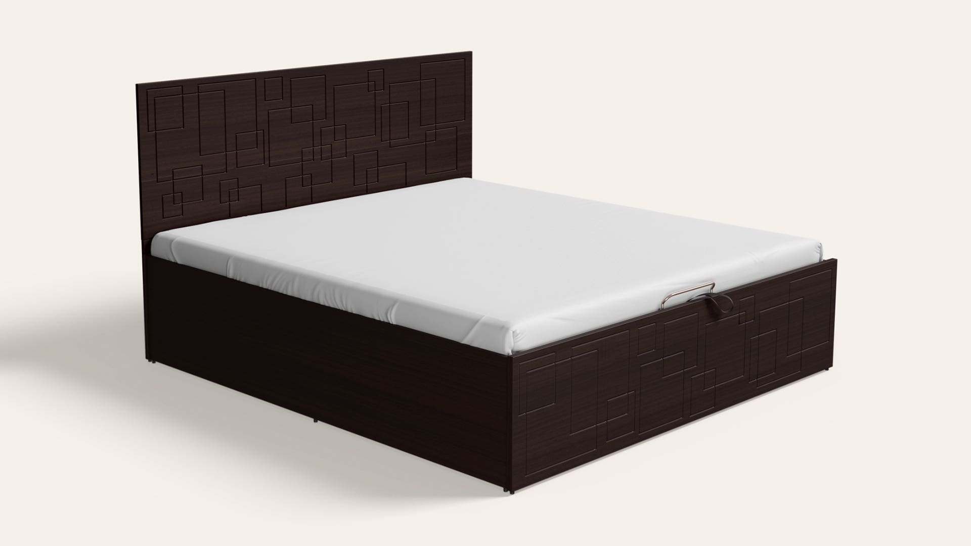 Squadro Queen Size Wooden Bed with Eco-Lift Up Hydraulic Storage