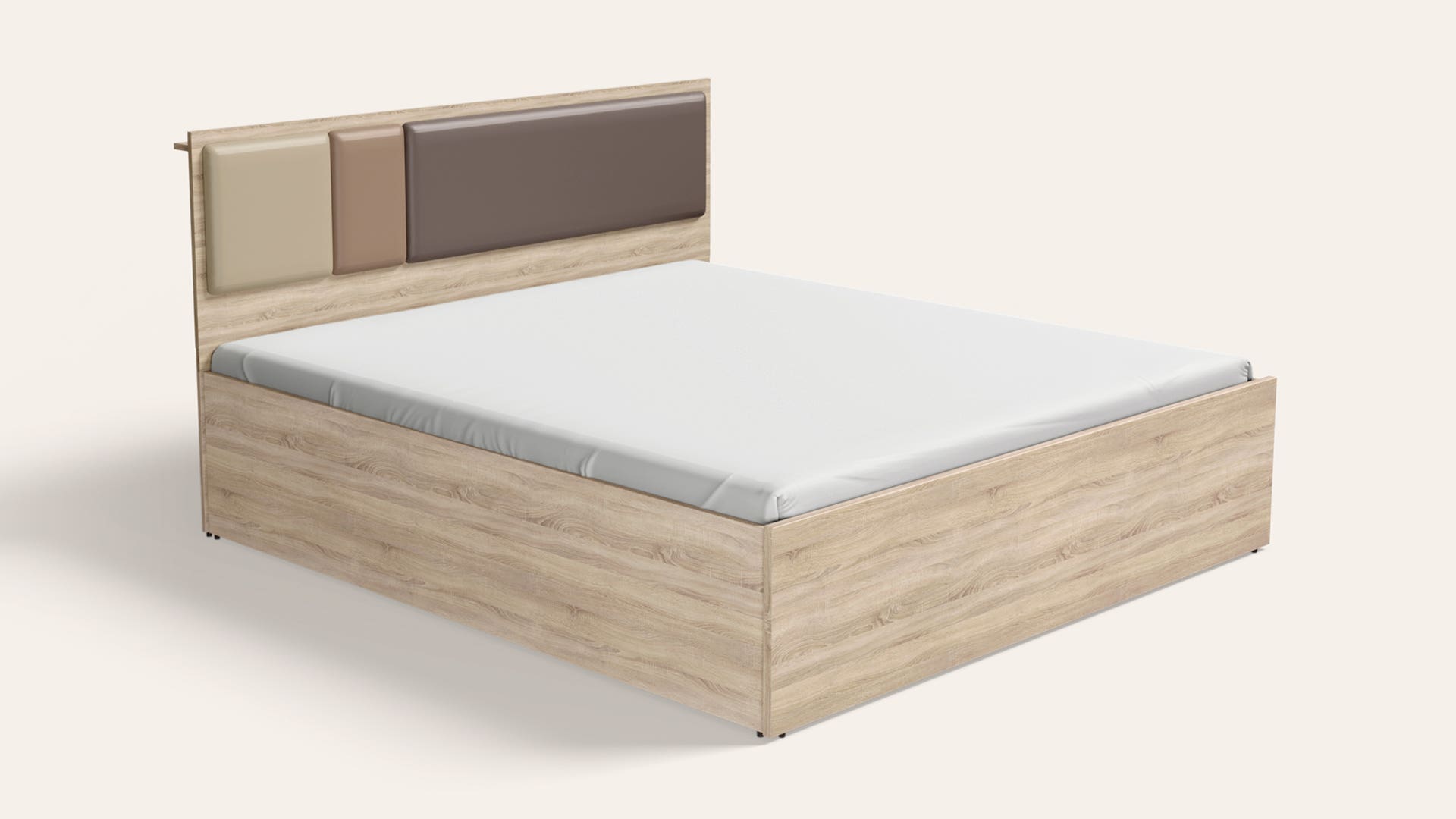 Trio Queen Size Wooden Bed with Box Storage
