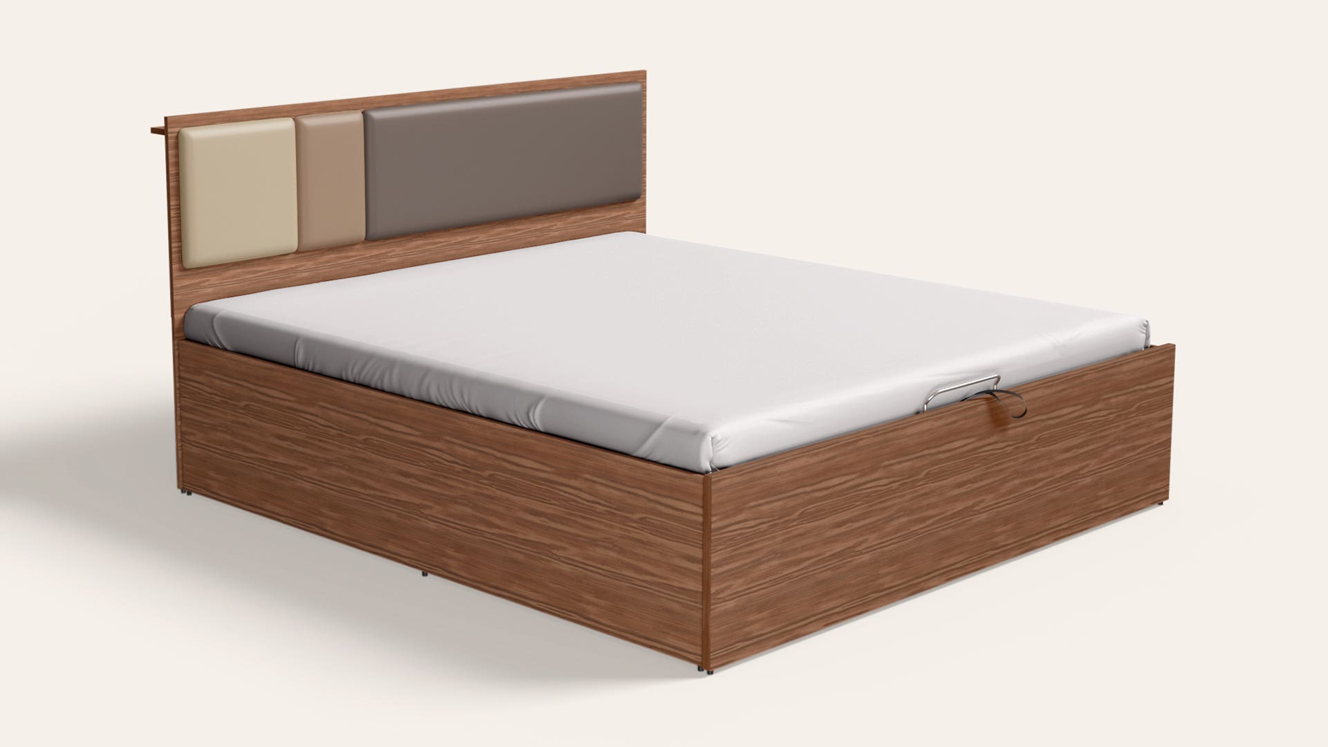 Trio Queen Size Wooden Bed with Eco-Lift Up Hydraulic Storage