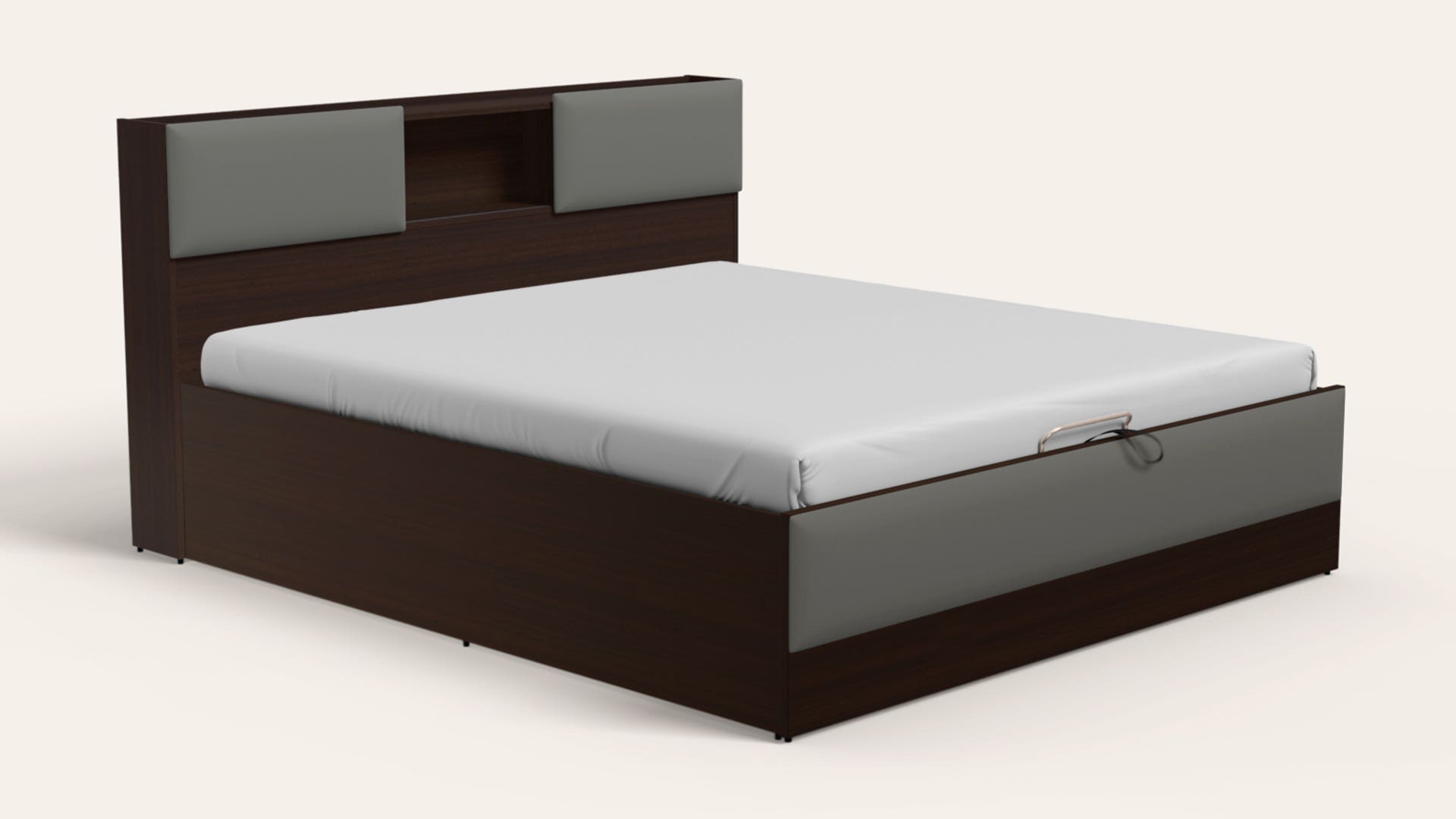 Trove King Size Engineered Wood Bed with Upholstered LED Headboard and Eco-Lift Up Hydraulic Storage
