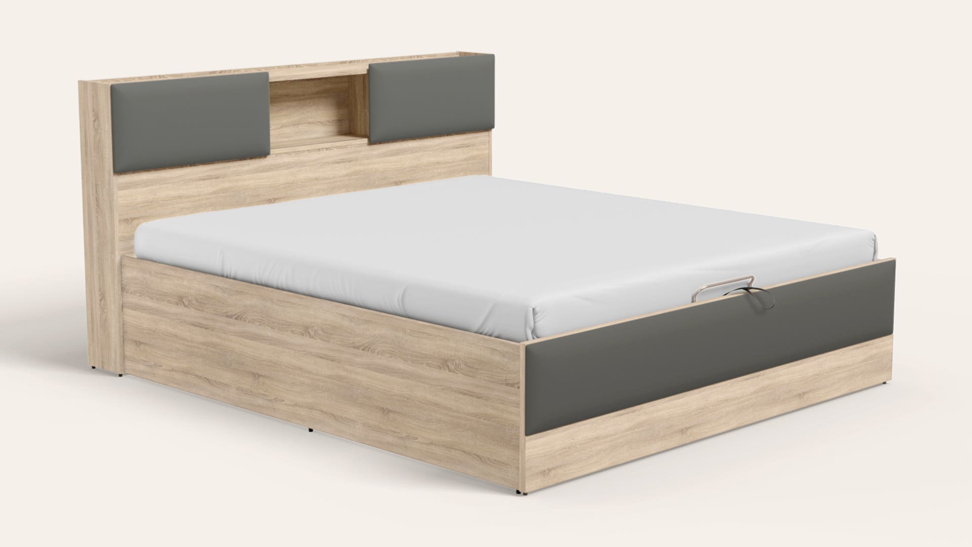 Trove King Size Wooden Bed with Upholstered LED Headboard and Eco-Lift Up Hydraulic Storage