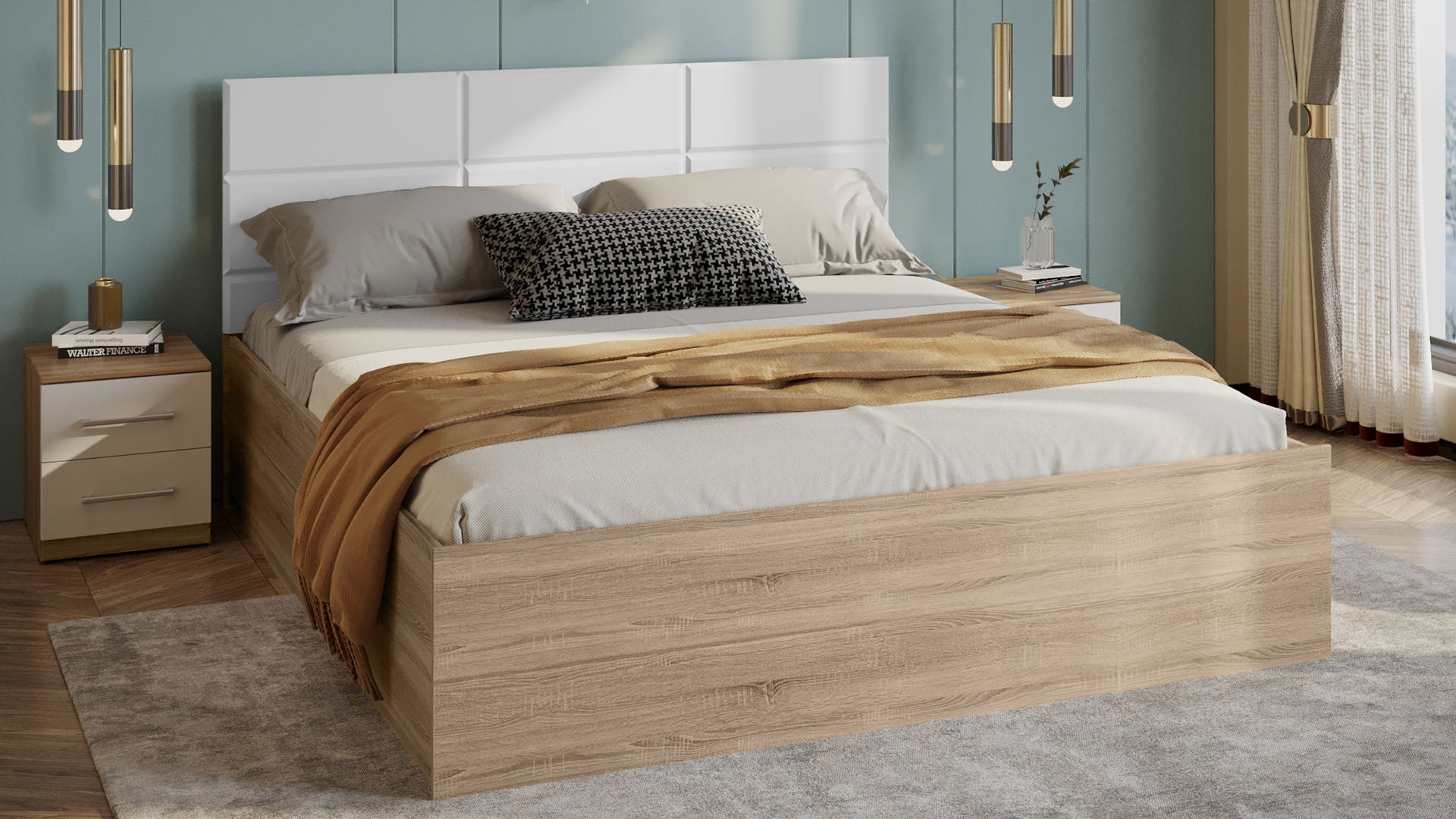 Upmods White Chocolate Engineered Wood Bed