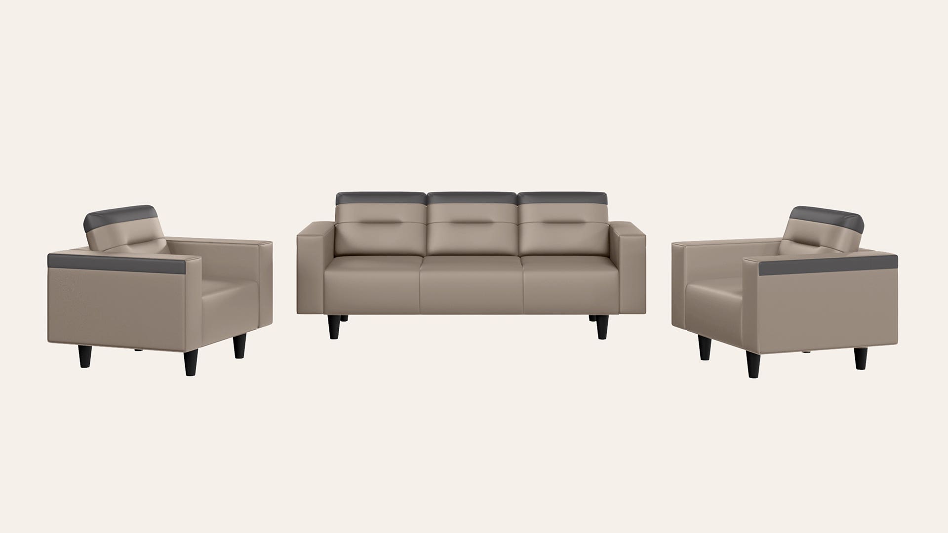 Vespera 5-Seater Synthetic Leather Sofa Set (3 Seater + 1 Seater + 1 Seater)
