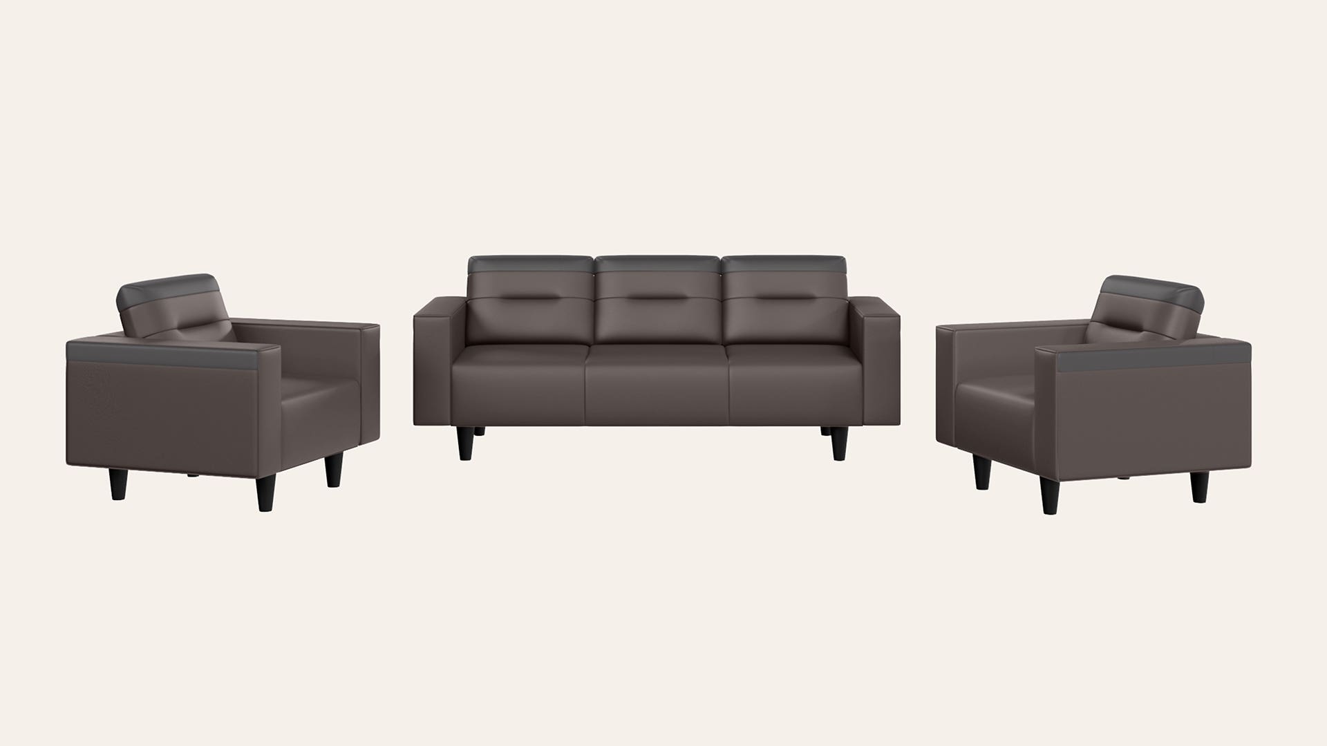 Vespera 5-Seater Synthetic Leather Sofa Set (3 Seater + 1 Seater + 1 Seater)