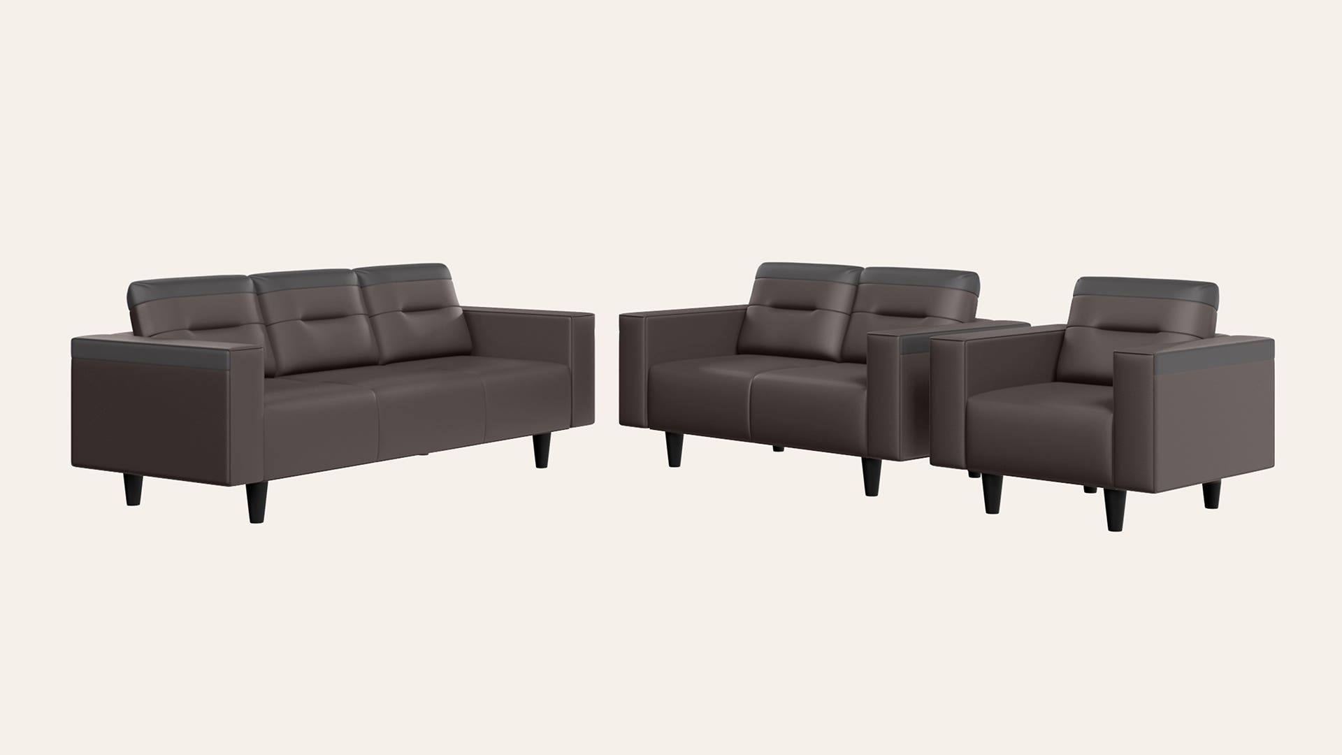 Vespera 6-Seater Synthetic Leather Sofa Set (3 Seater + 2 Seater + 1 Seater)